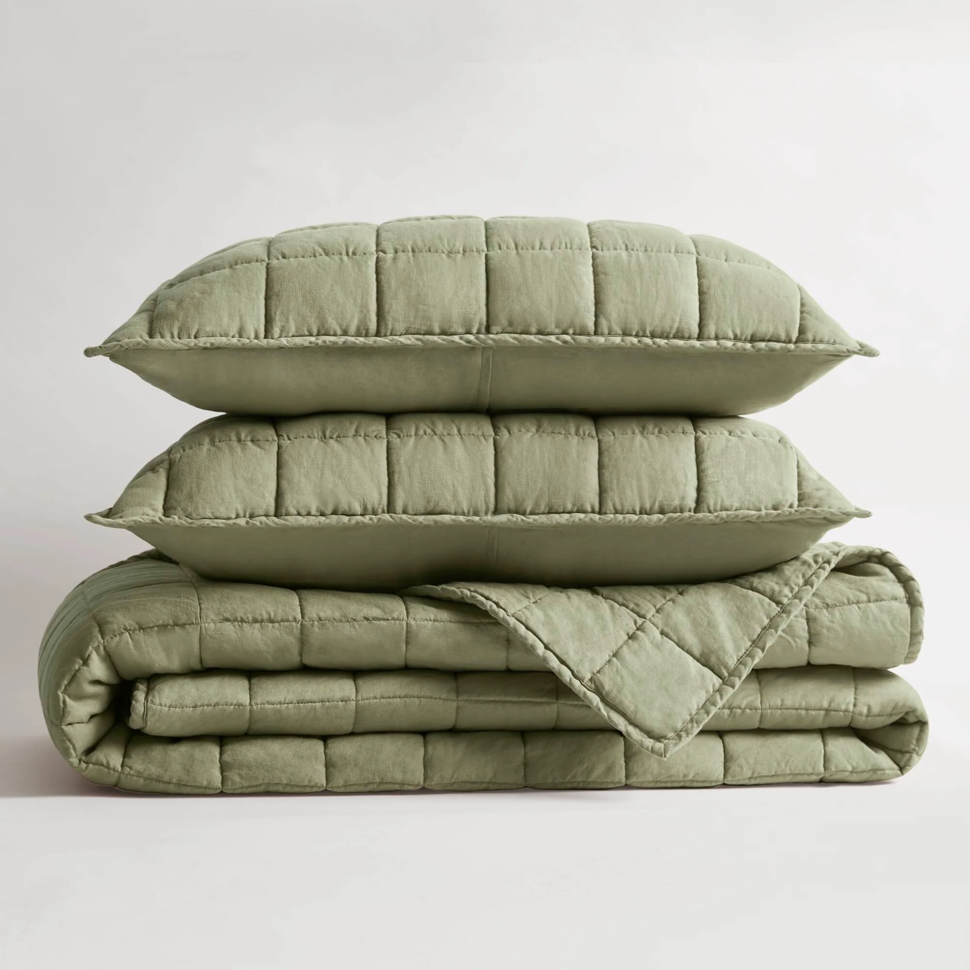 3 Piece Garment Washed French Linen Quilt Set - Image 17
