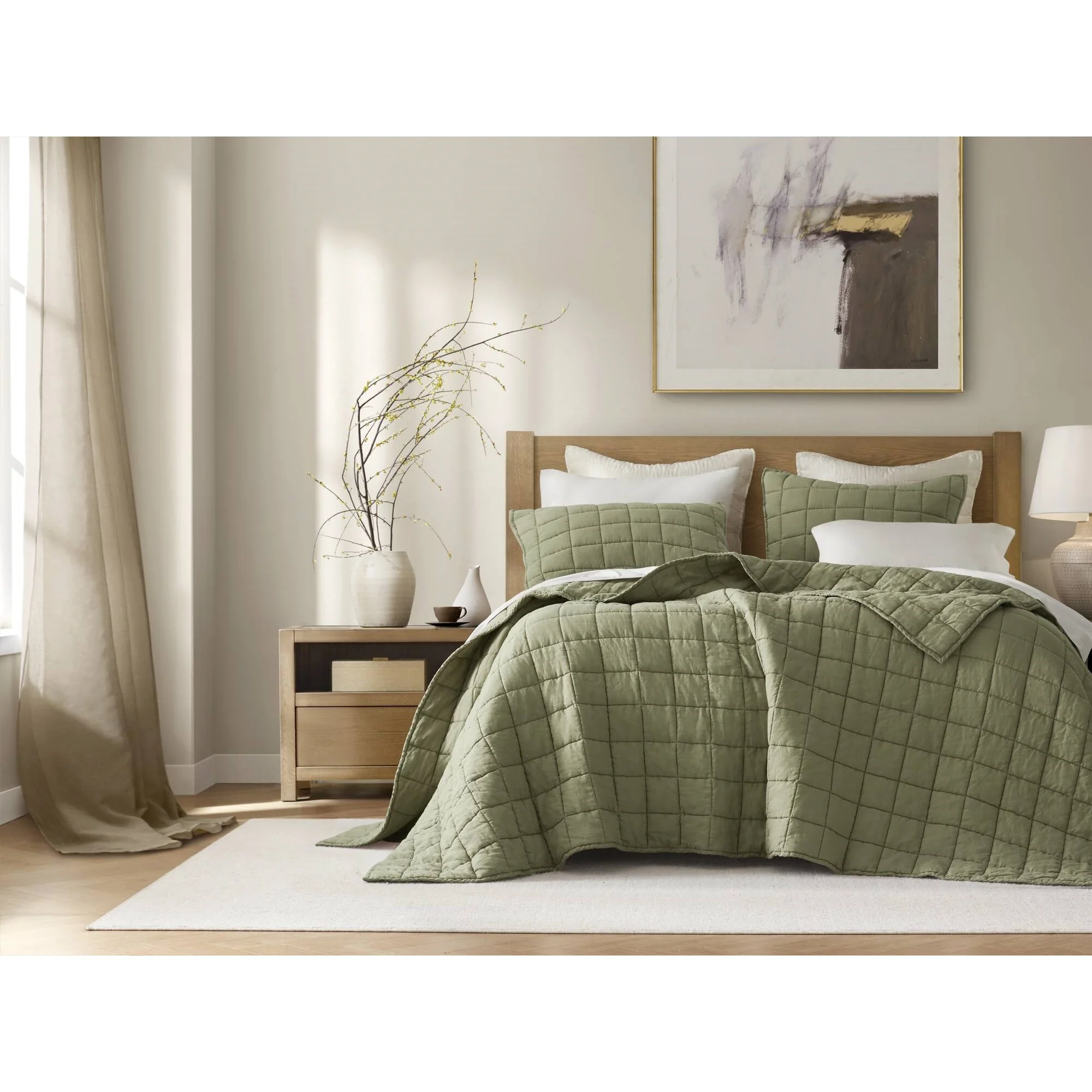 3 Piece Garment Washed French Linen Quilt Set - Image 18