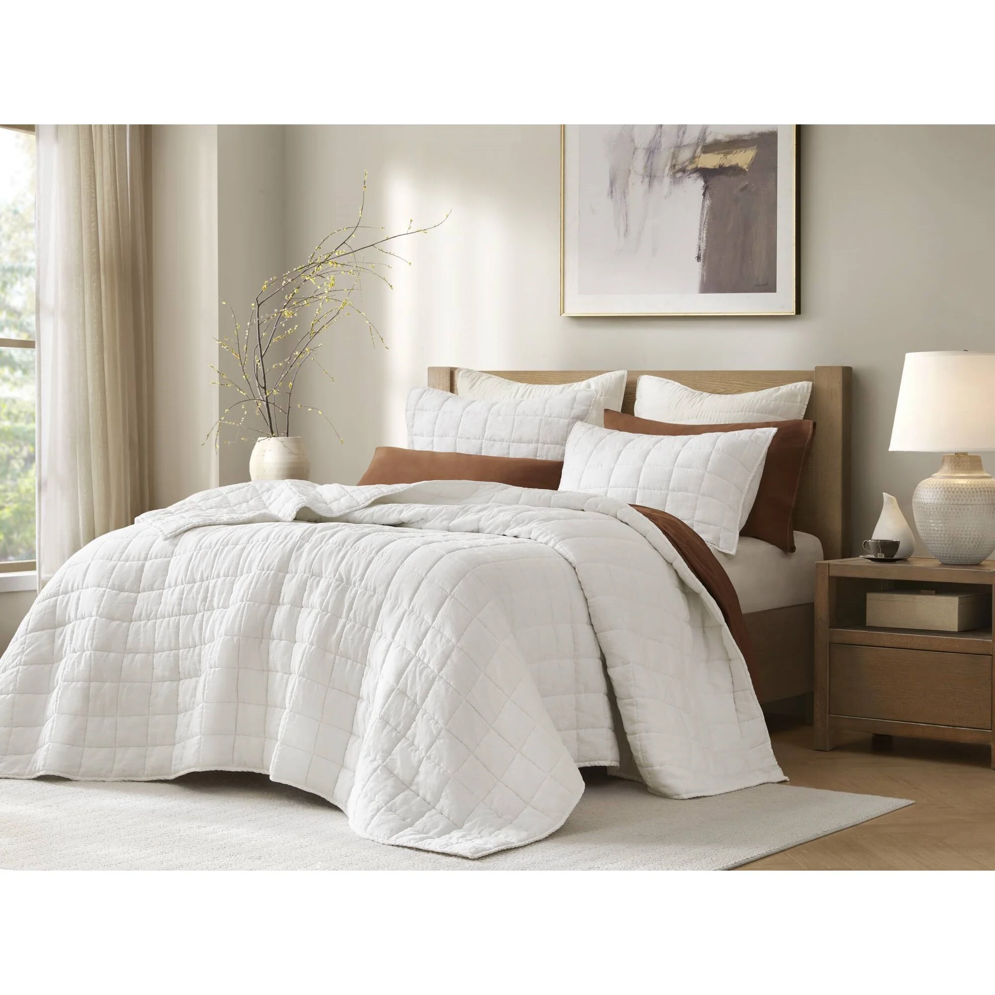 3 Piece Garment Washed French Linen Quilt Set - Image 25
