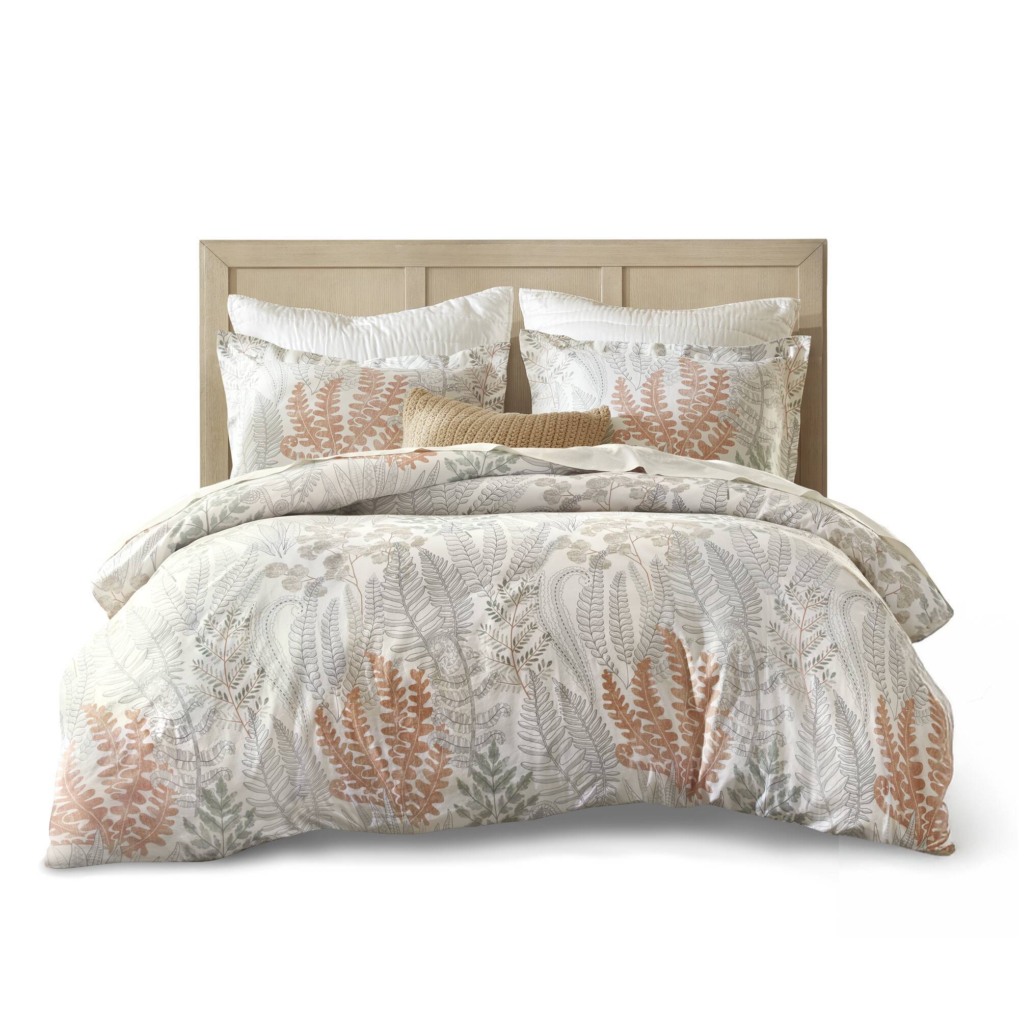 3-Piece Terracotta Botanical 100% Cotton Sateen Duvet Cover Set - Image 14