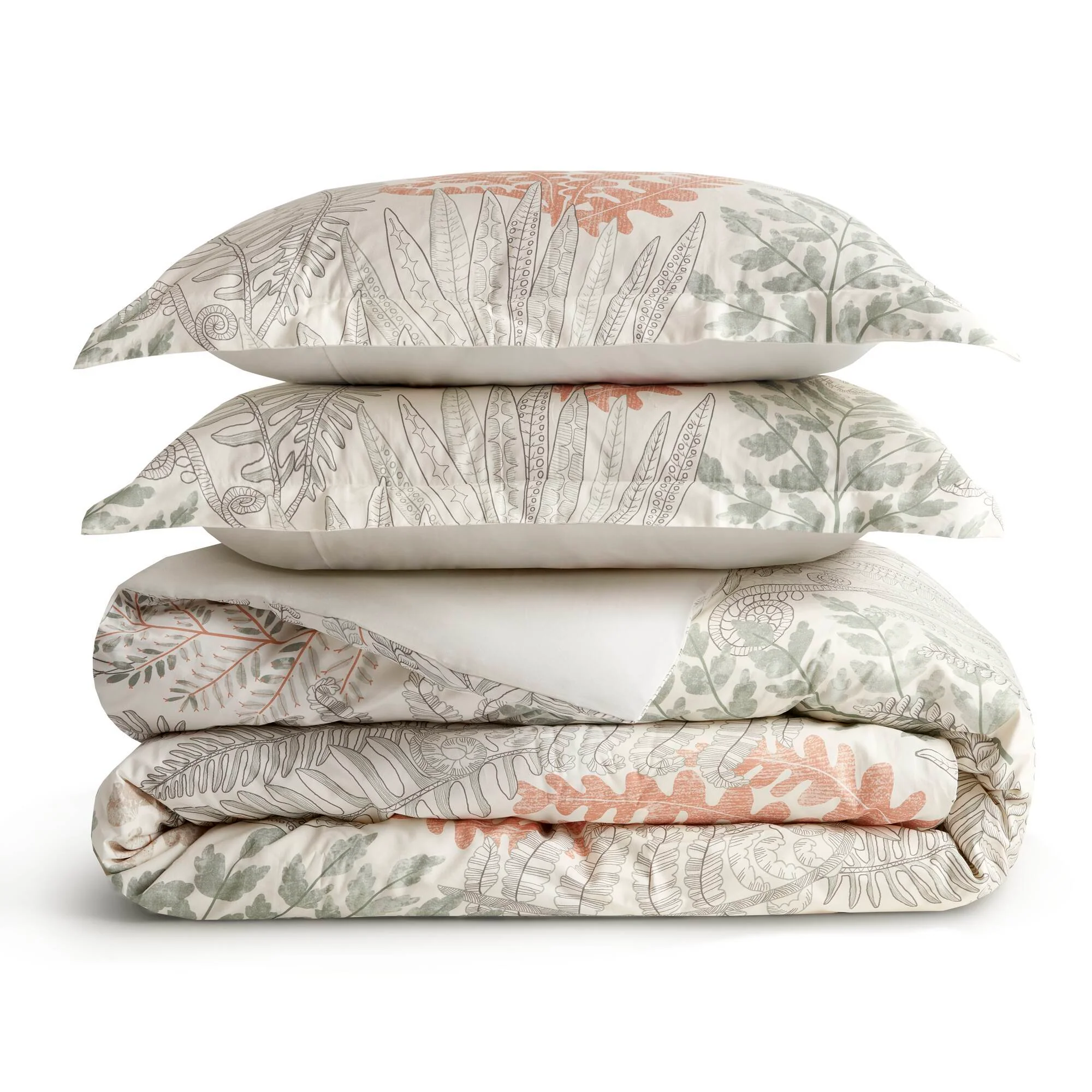 3-Piece Terracotta Botanical 100% Cotton Sateen Duvet Cover Set - Image 5