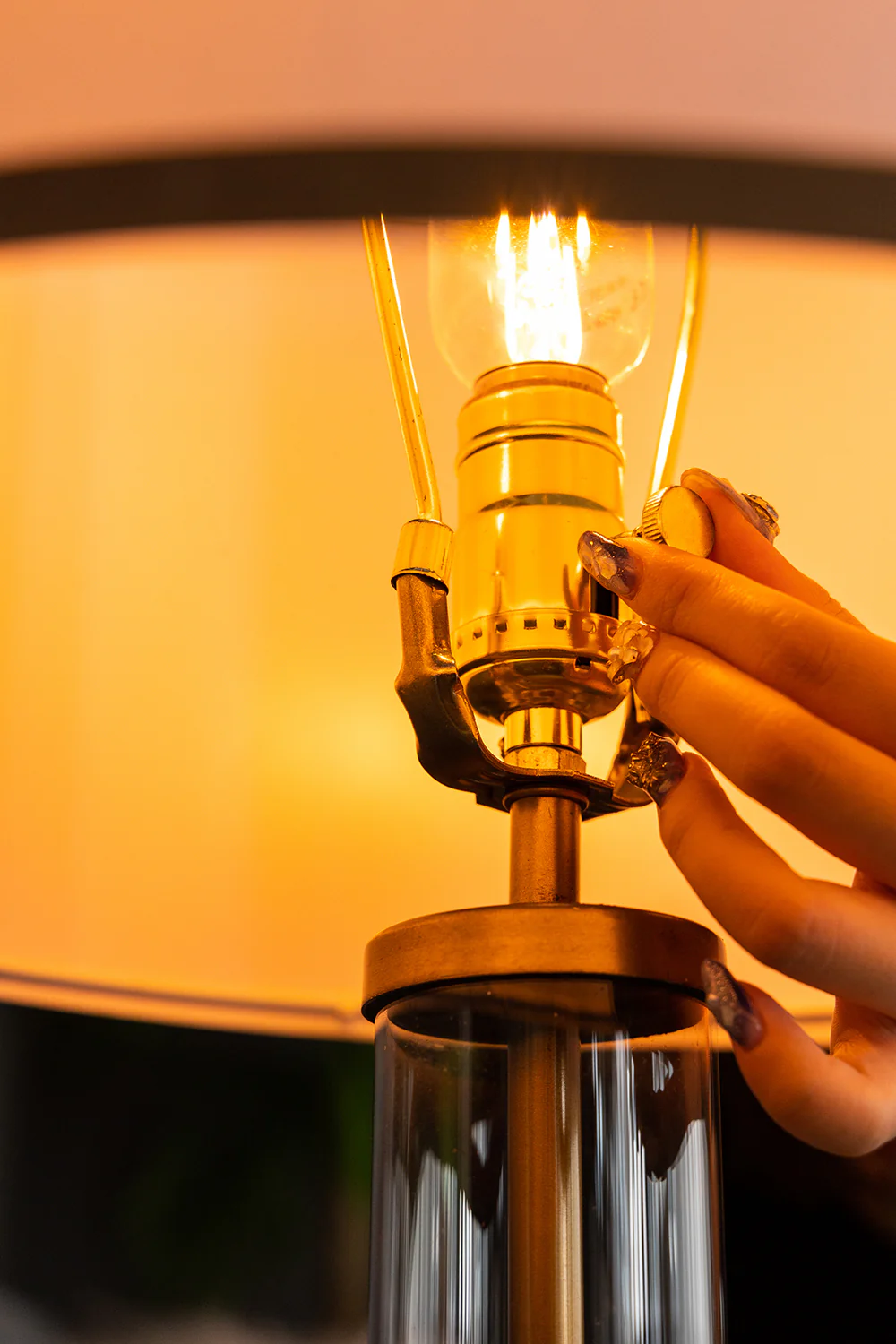 Gold and White Table Lamp - Image 13