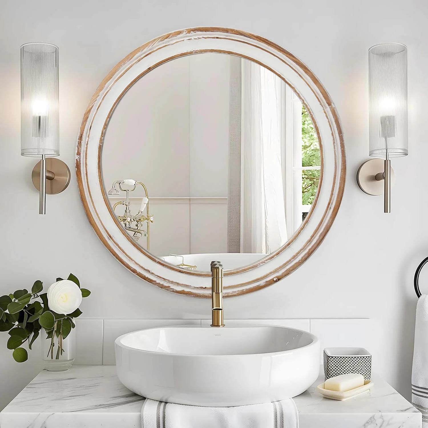 27.5 inches Round Farmhouse Wall Mirro - Image 3