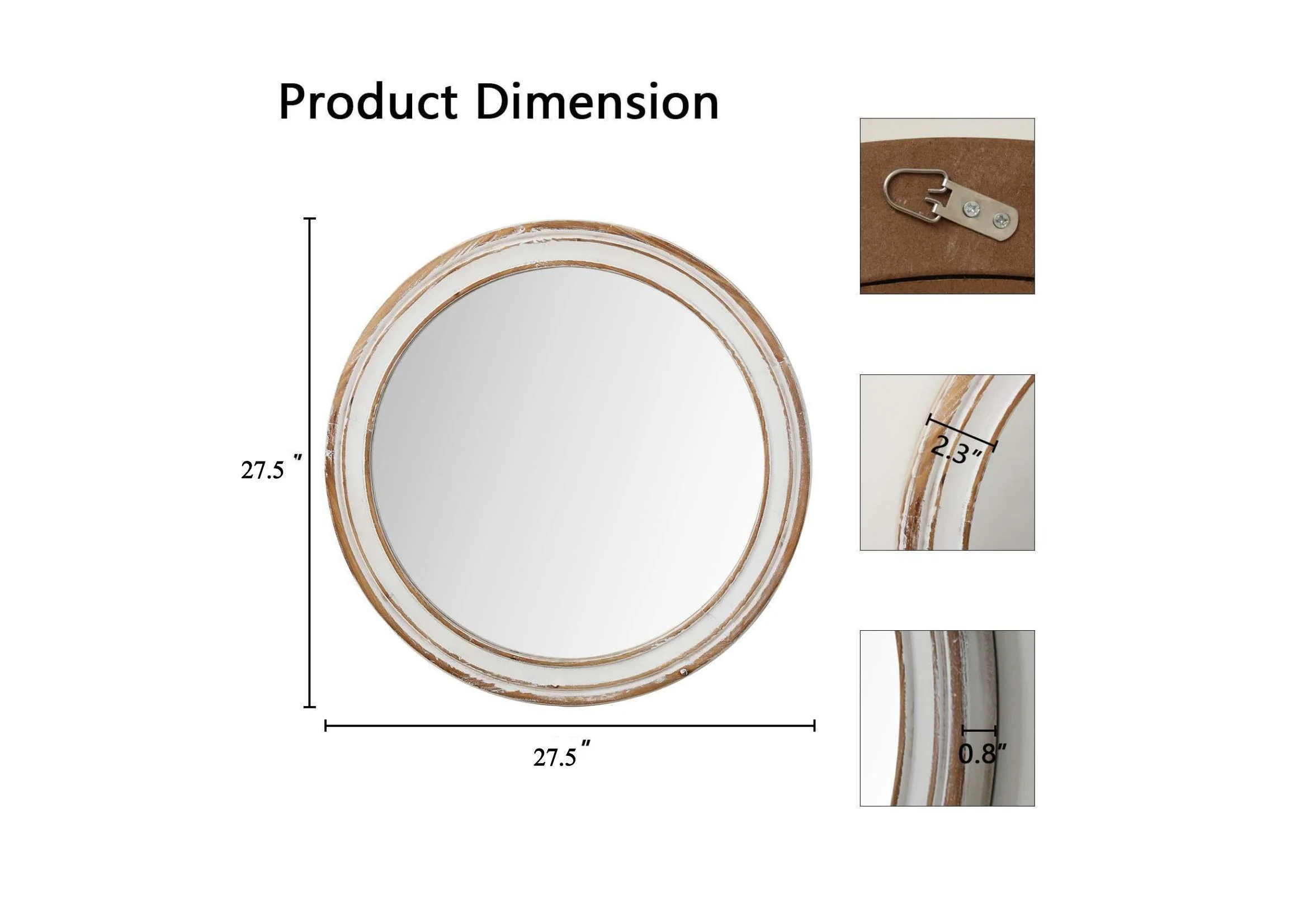 27.5 inches Round Farmhouse Wall Mirro - Image 9