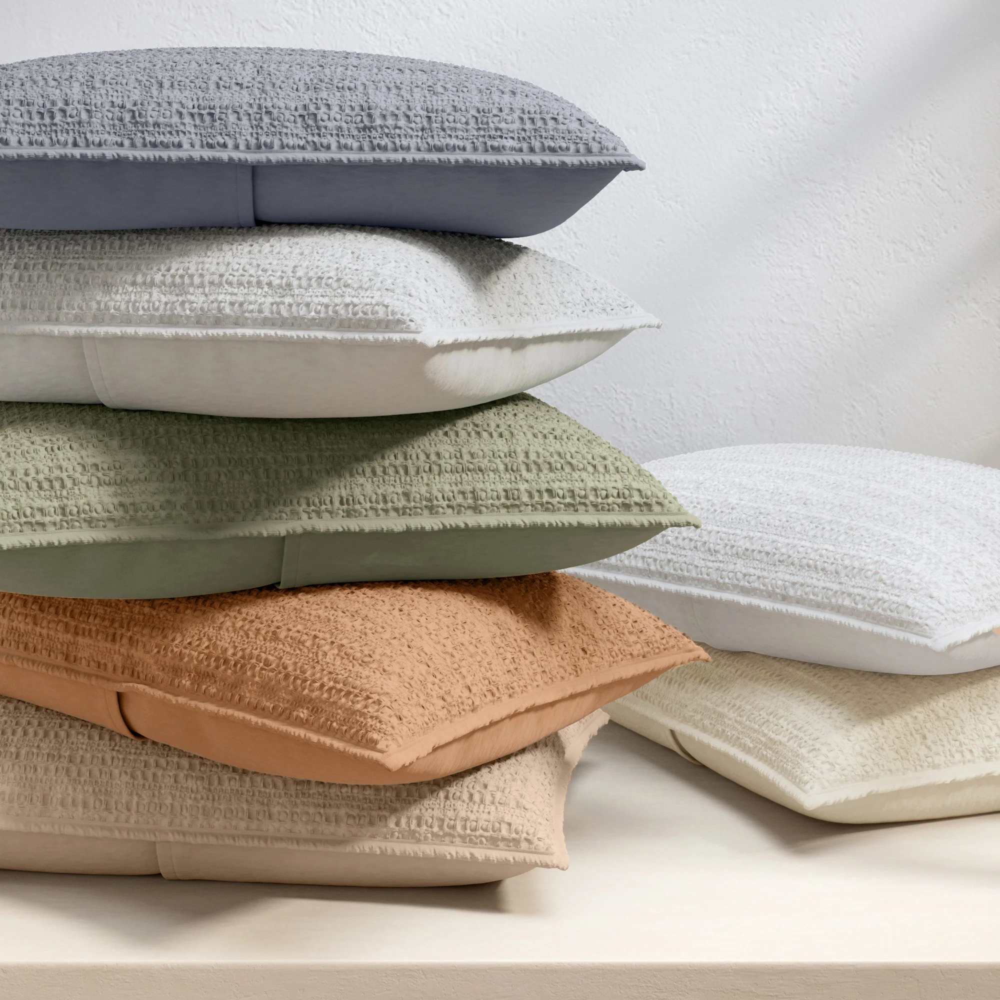 100% Cotton Garment Washed Honeycomb Waffle Quilt and Sham Set - Image 31