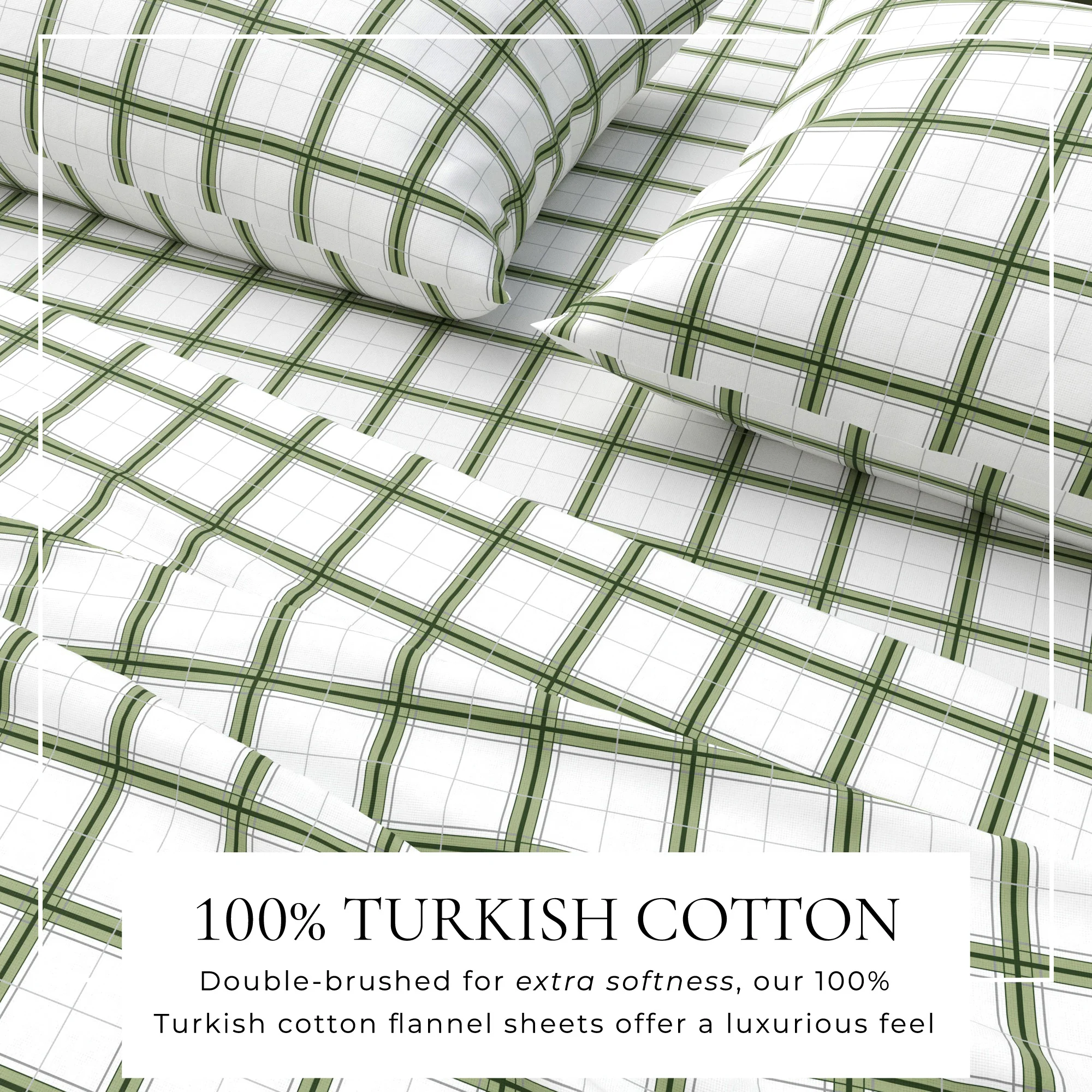 100% Turkish Cotton Plaid Flannel Sheet Sets - Image 2