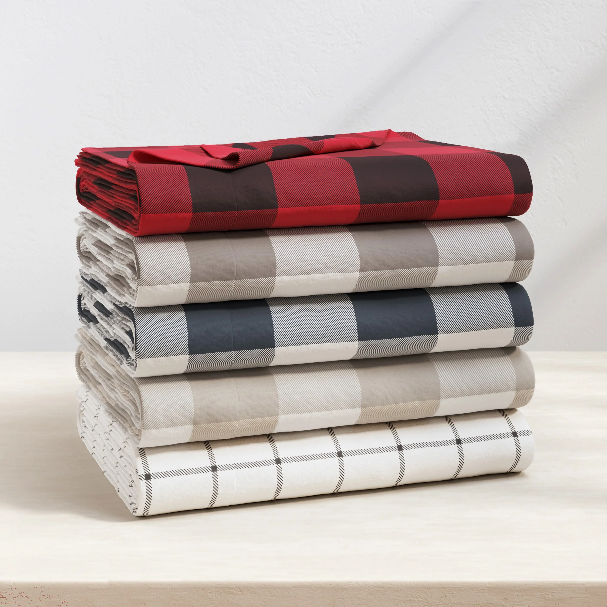 100% Turkish Cotton Plaid Flannel Sheet Sets - Image 31