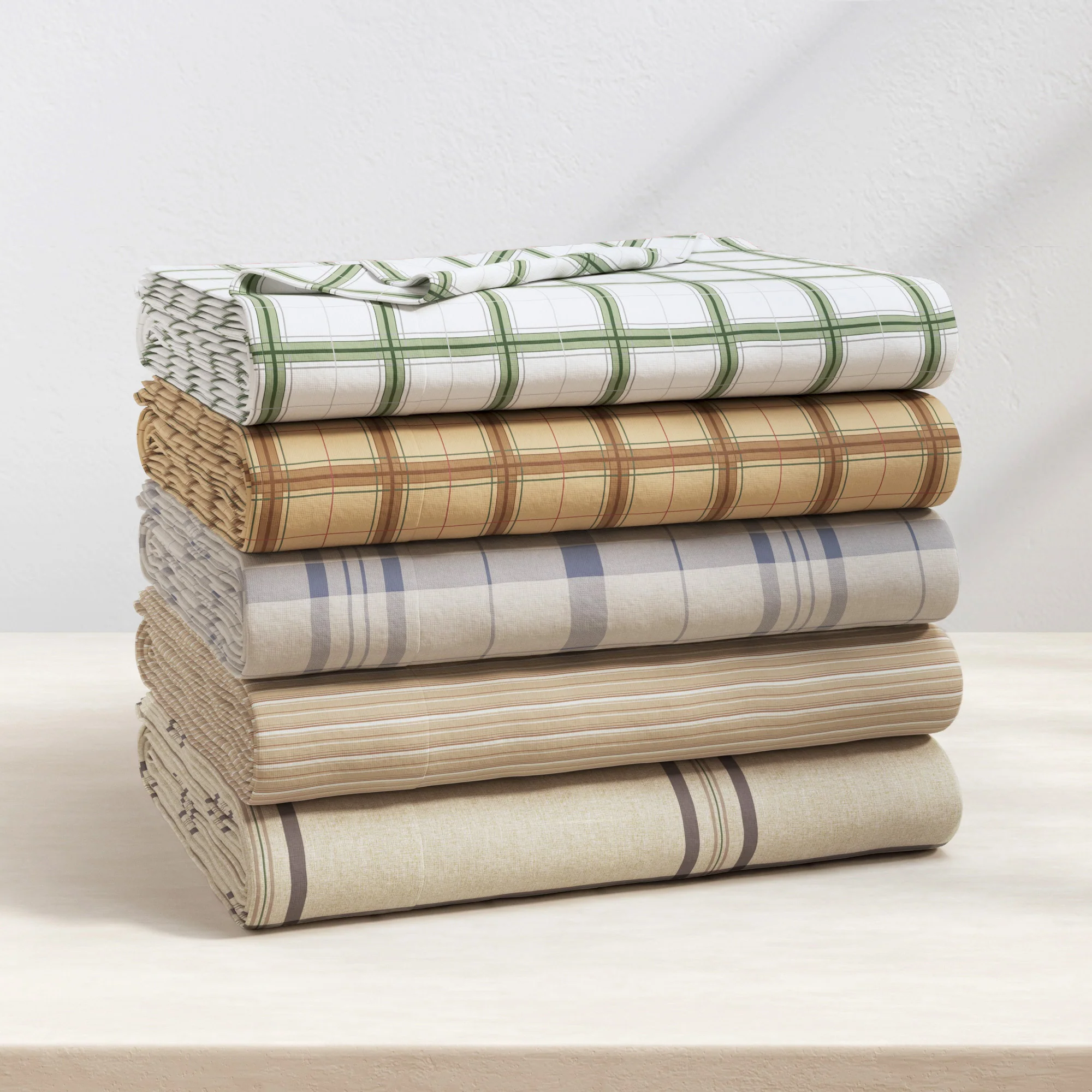 100% Turkish Cotton Plaid Flannel Sheet Sets - Image 71