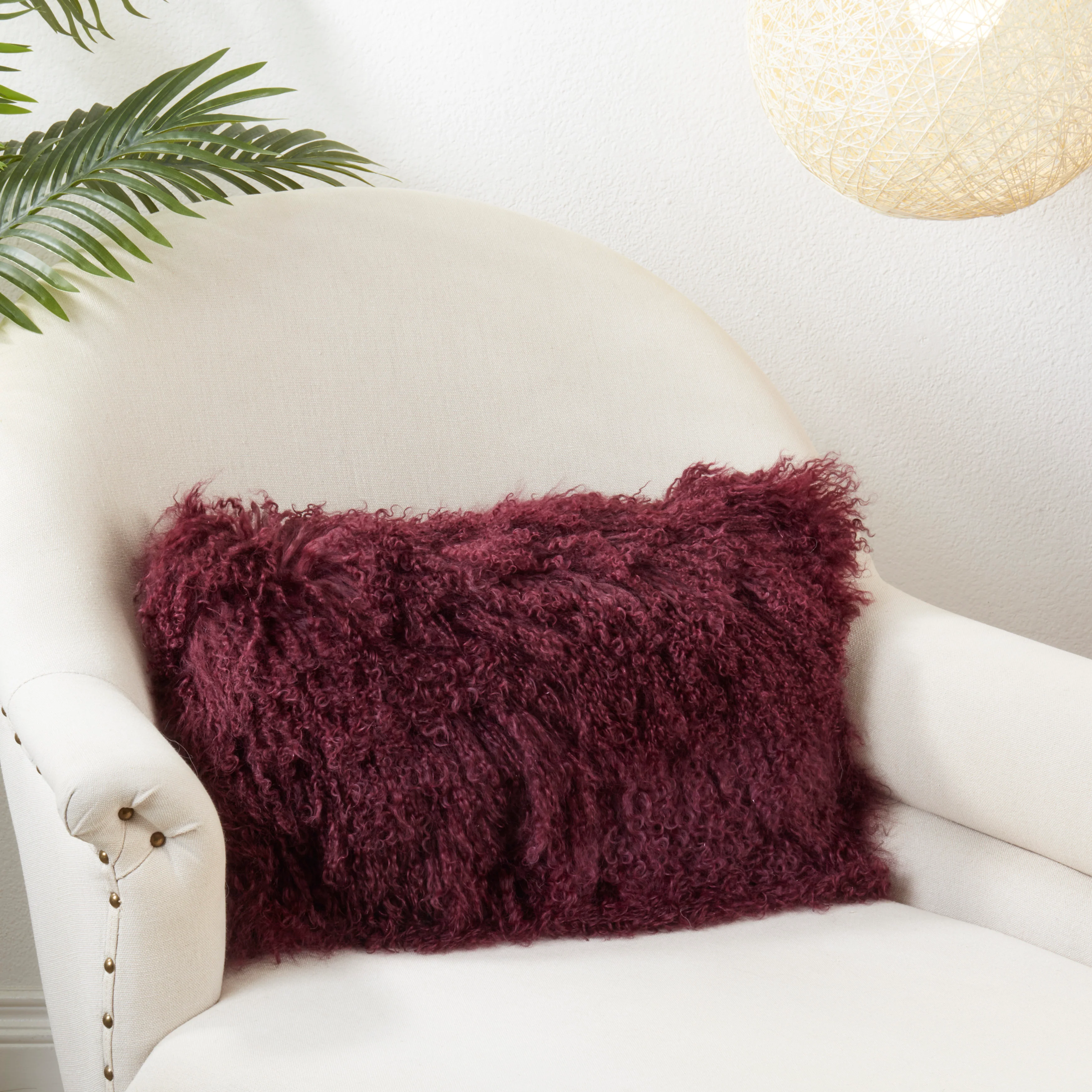 100% Wool Mongolian Lamb Fur Lumbar Throw Pillow - Image 19