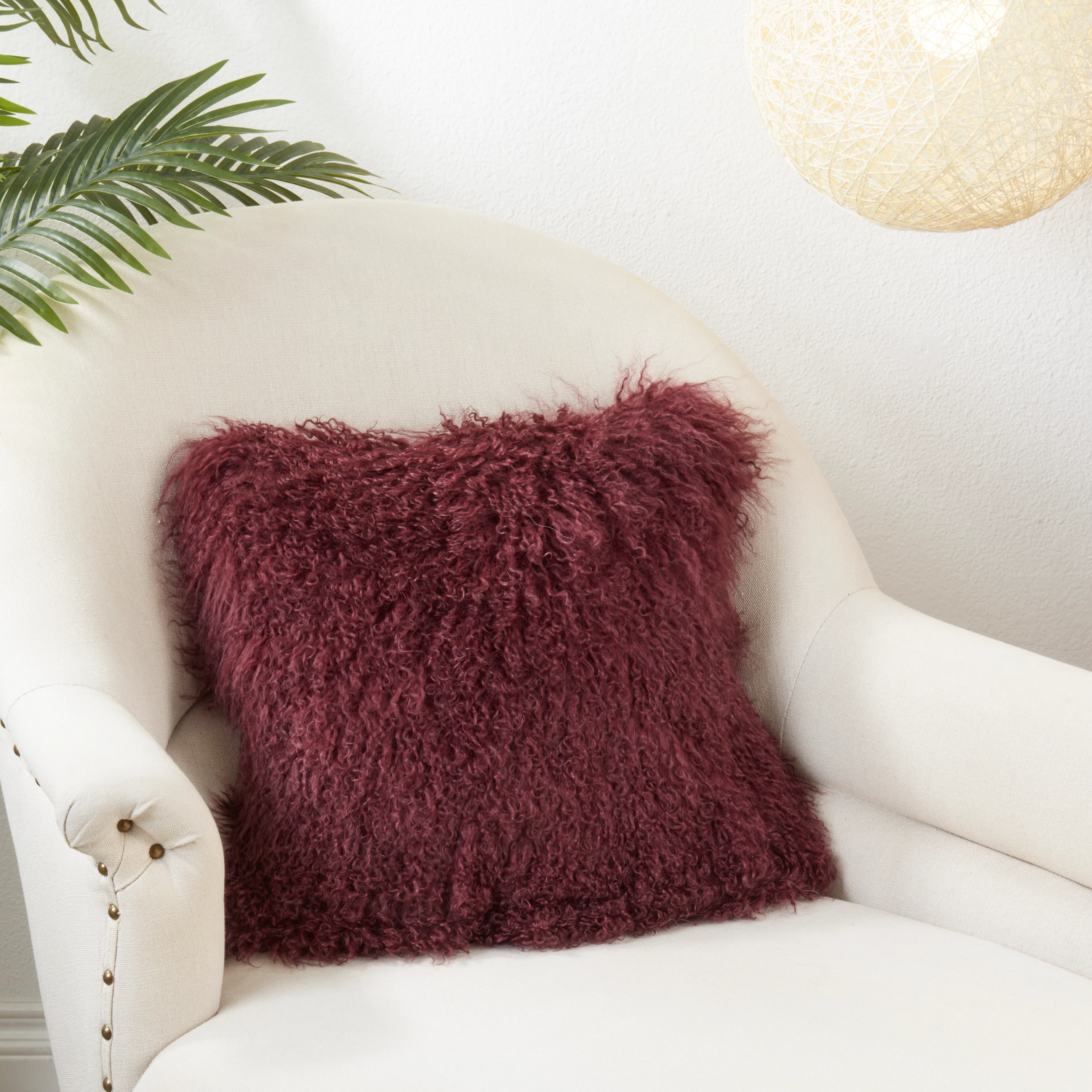 100% Wool Mongolian Lamb Fur Square Throw Pillow - Image 18