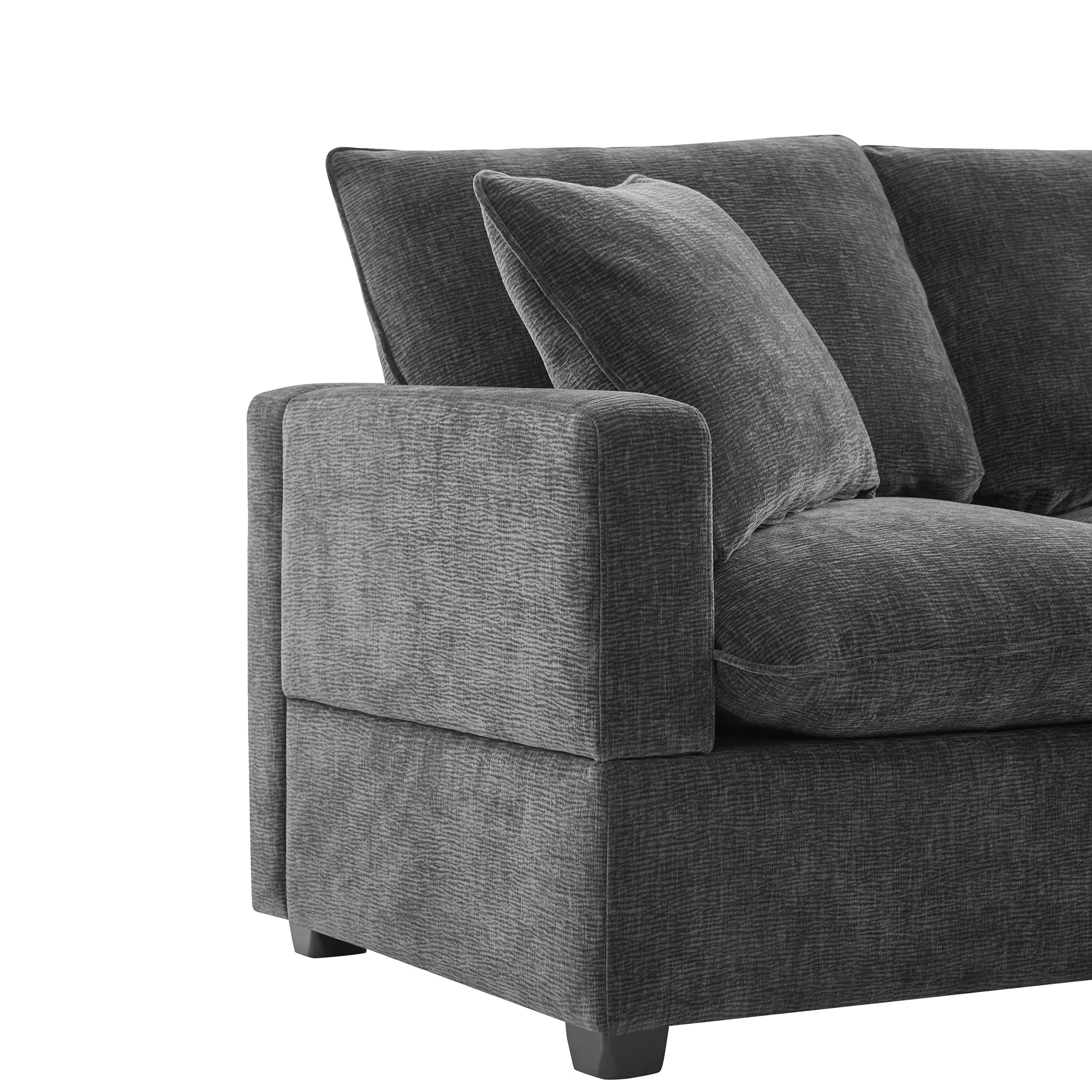 Chenille Modular Sofa with 2 Pillows, Seats 4 - Image 21