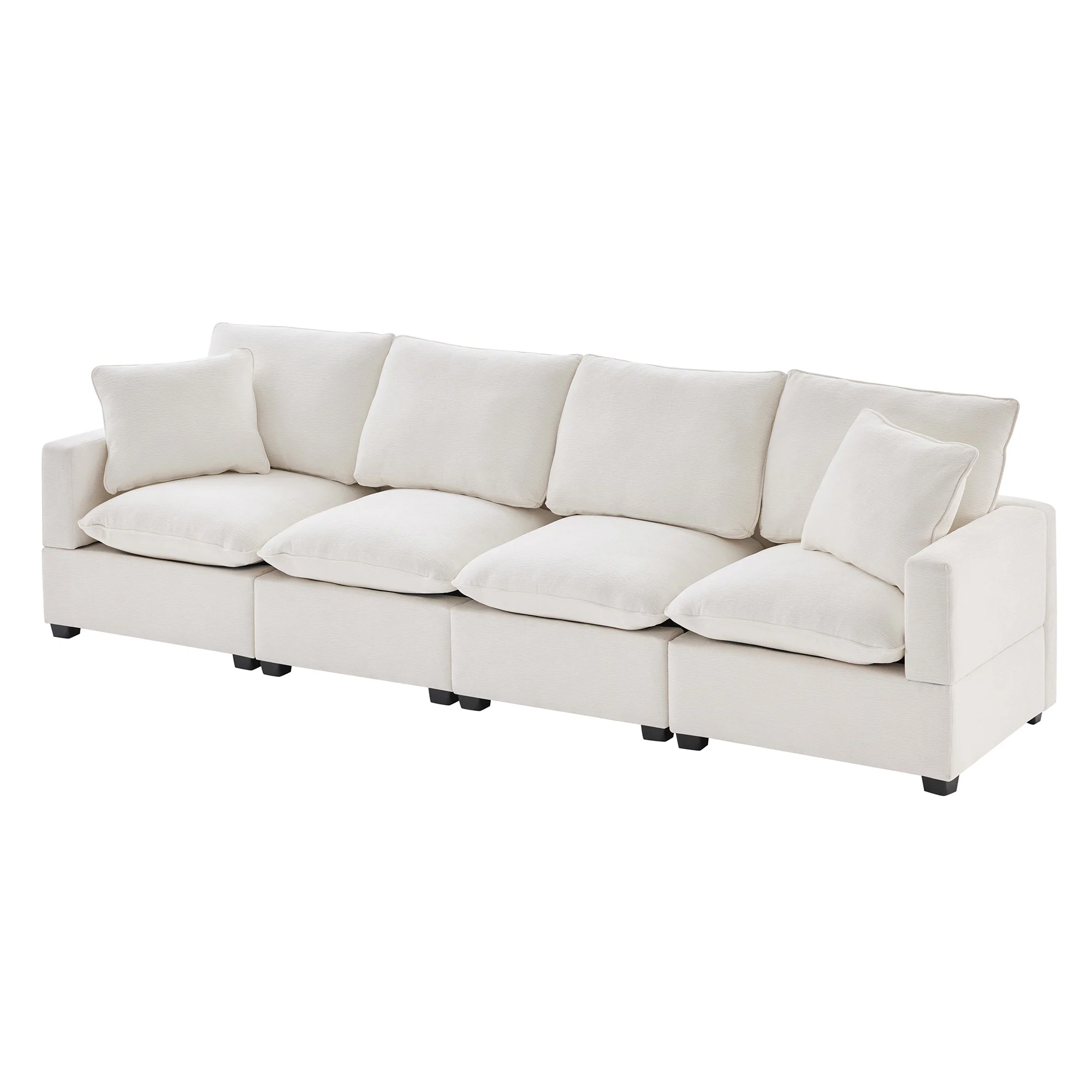 Chenille Modular Sofa with 2 Pillows, Seats 4 - Image 36