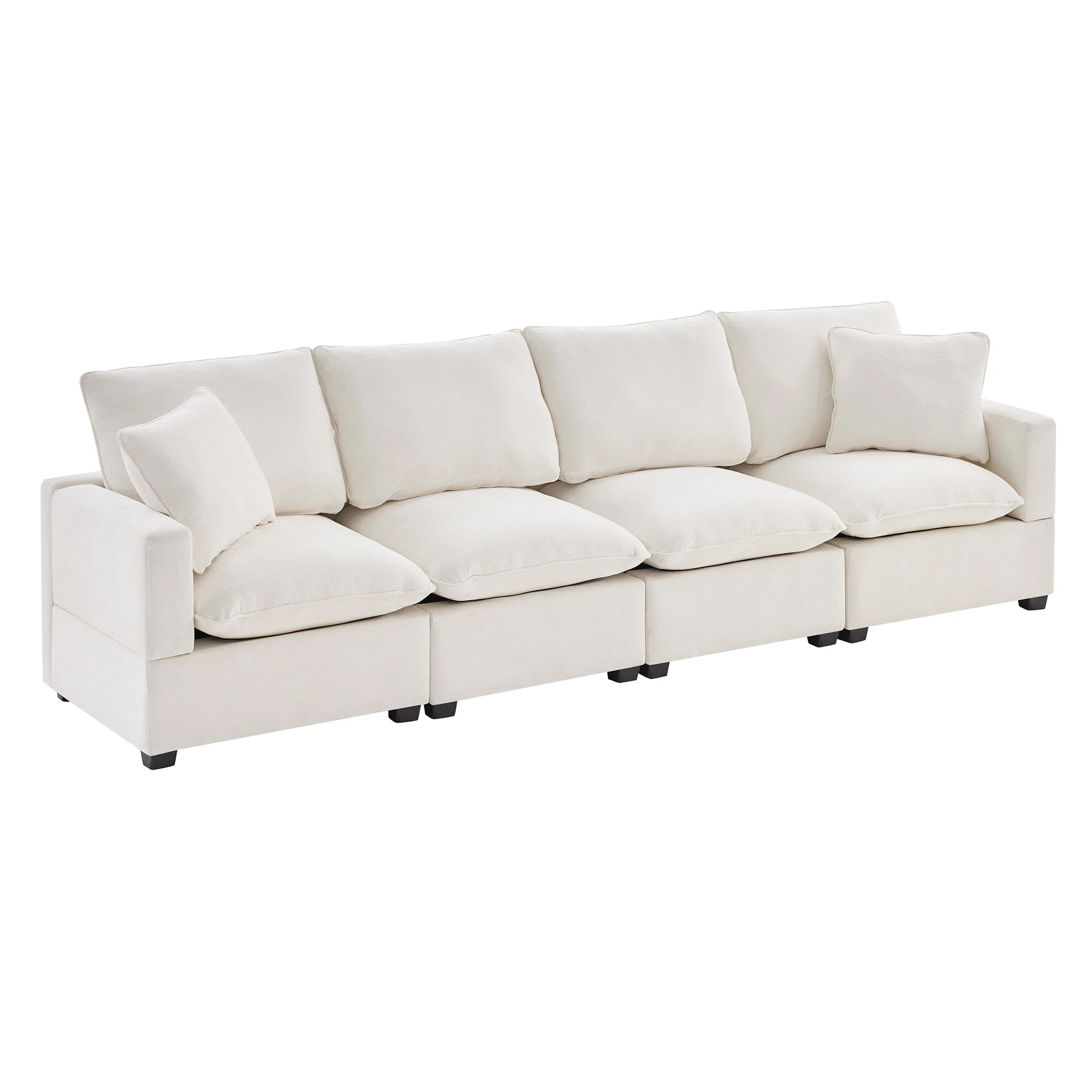 Chenille Modular Sofa with 2 Pillows, Seats 4 - Image 37