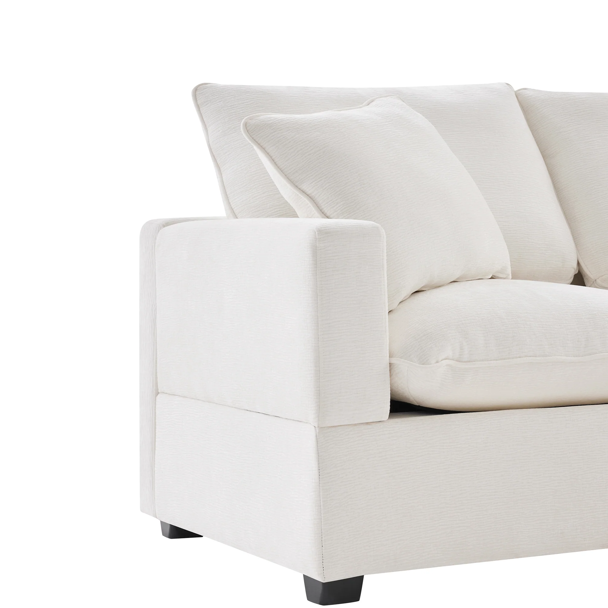 Chenille Modular Sofa with 2 Pillows, Seats 4 - Image 44