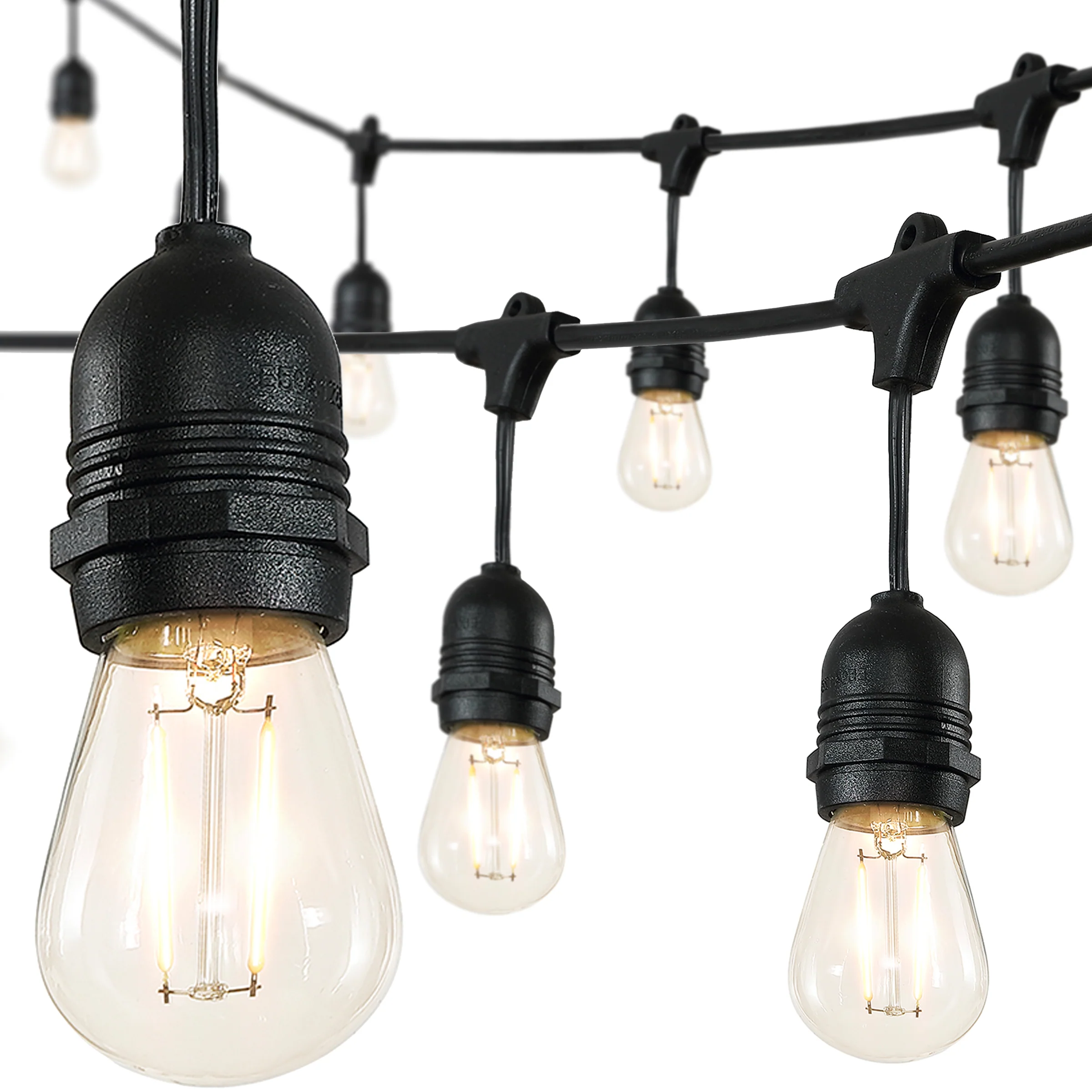 15-Light Indoor/Outdoor Rustic Industrial LED S14 Edison Bulb String Lights - Image 4