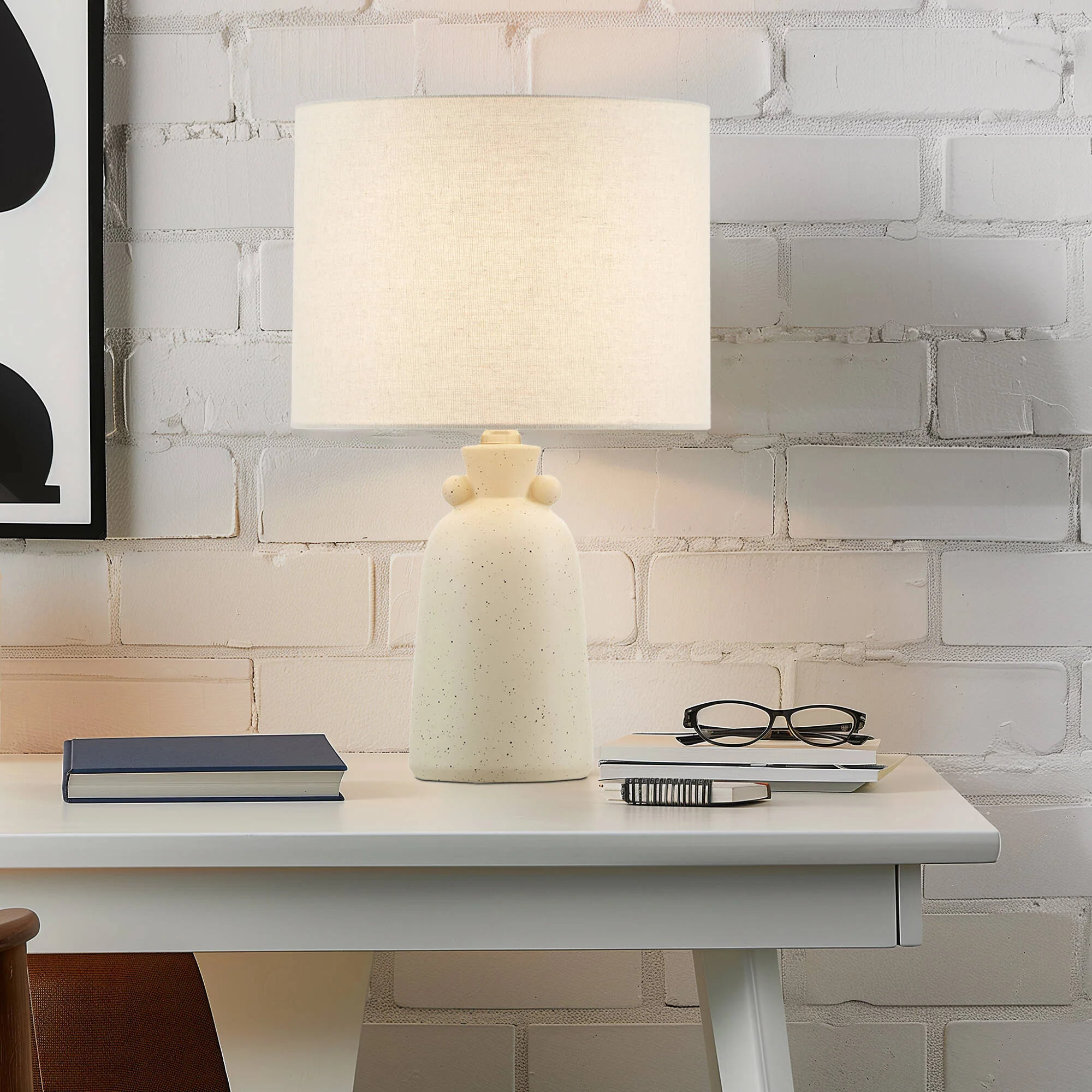 16" Ceramic Table Lamp with Drum Shade - Image 7