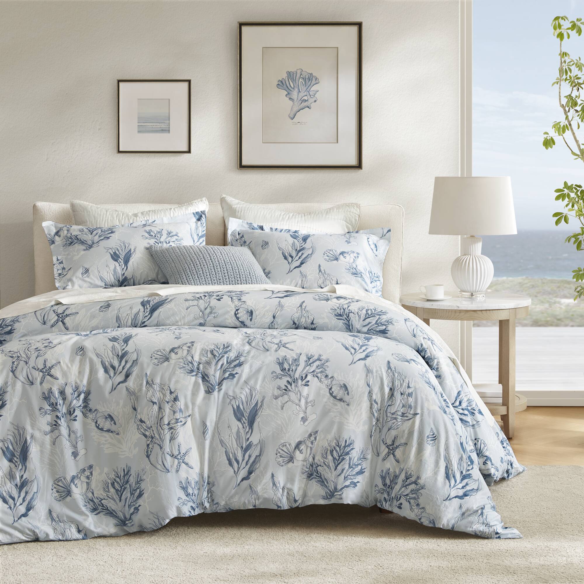 3 Piece Chambray Sea Life 100% Cotton Sateen Duvet Cover Set - Image 3