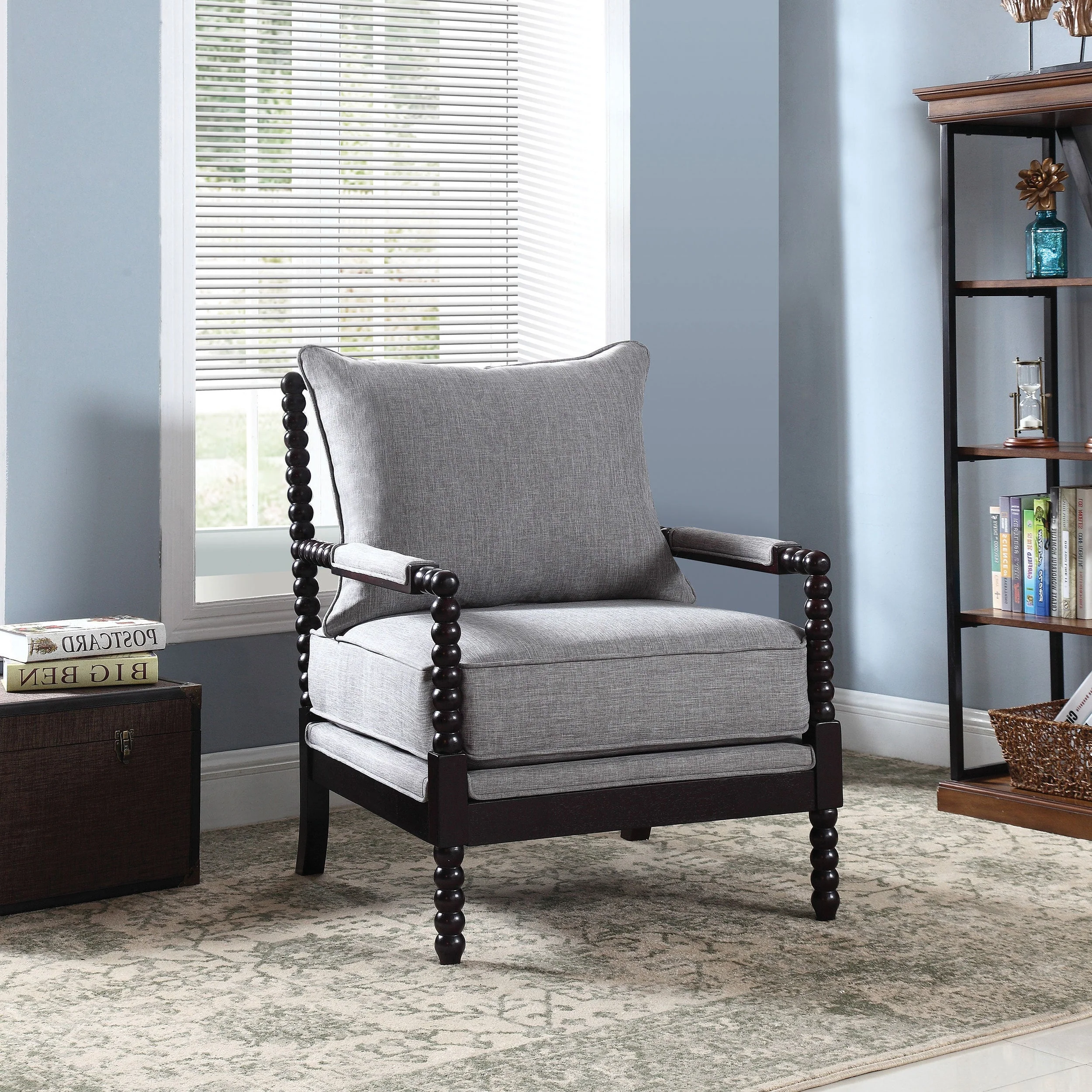 Upholstered Bobbin Accent Chair - Image 3