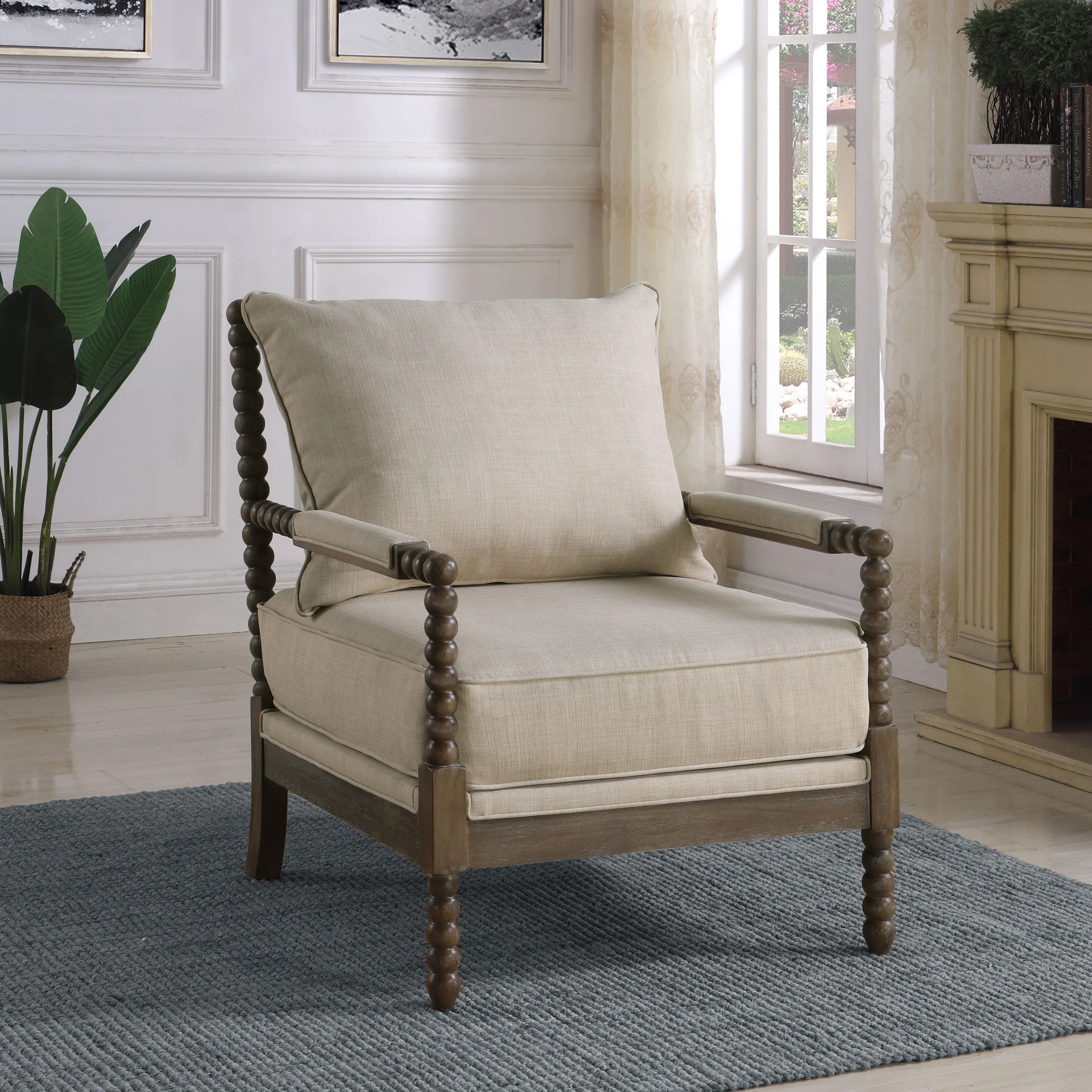 Upholstered Bobbin Accent Chair - Image 4