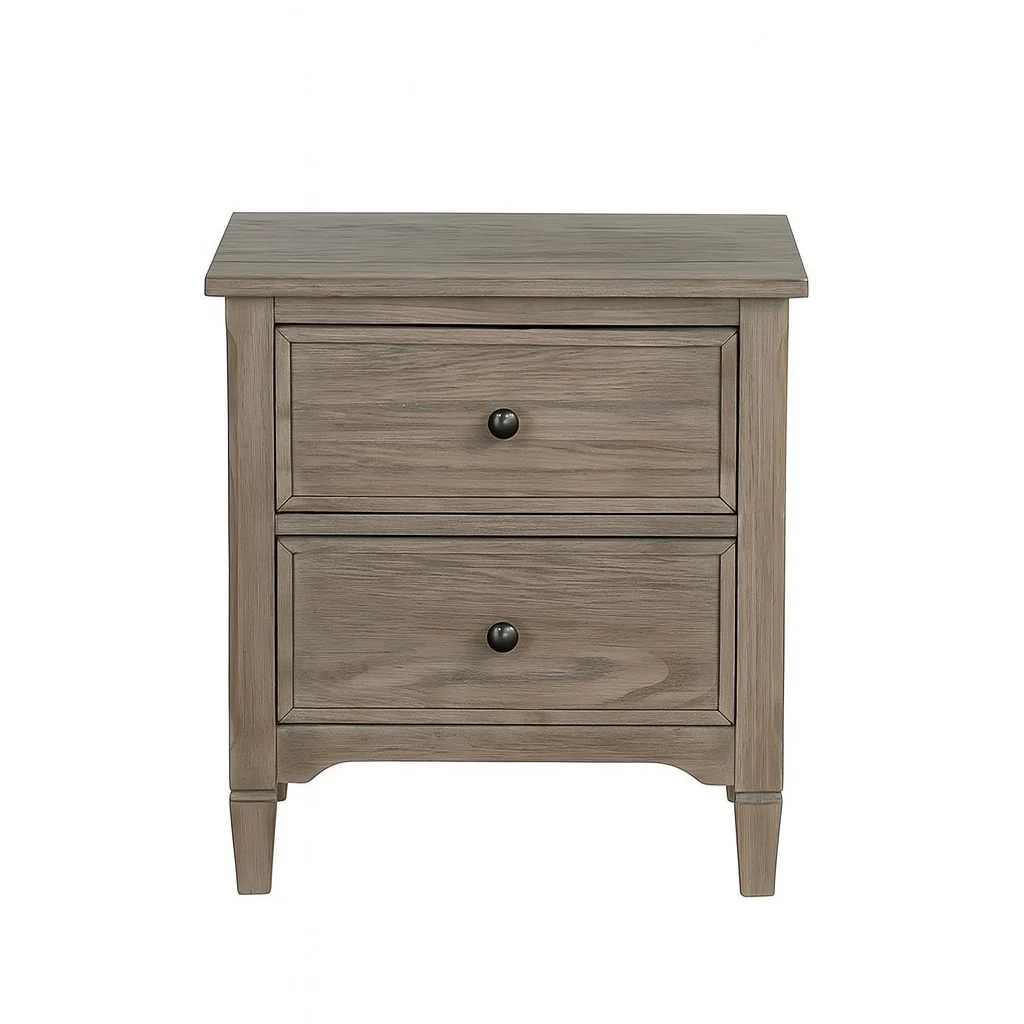 2-Drawer Nightstand with Round Bronze Pull Knobs - Image 4