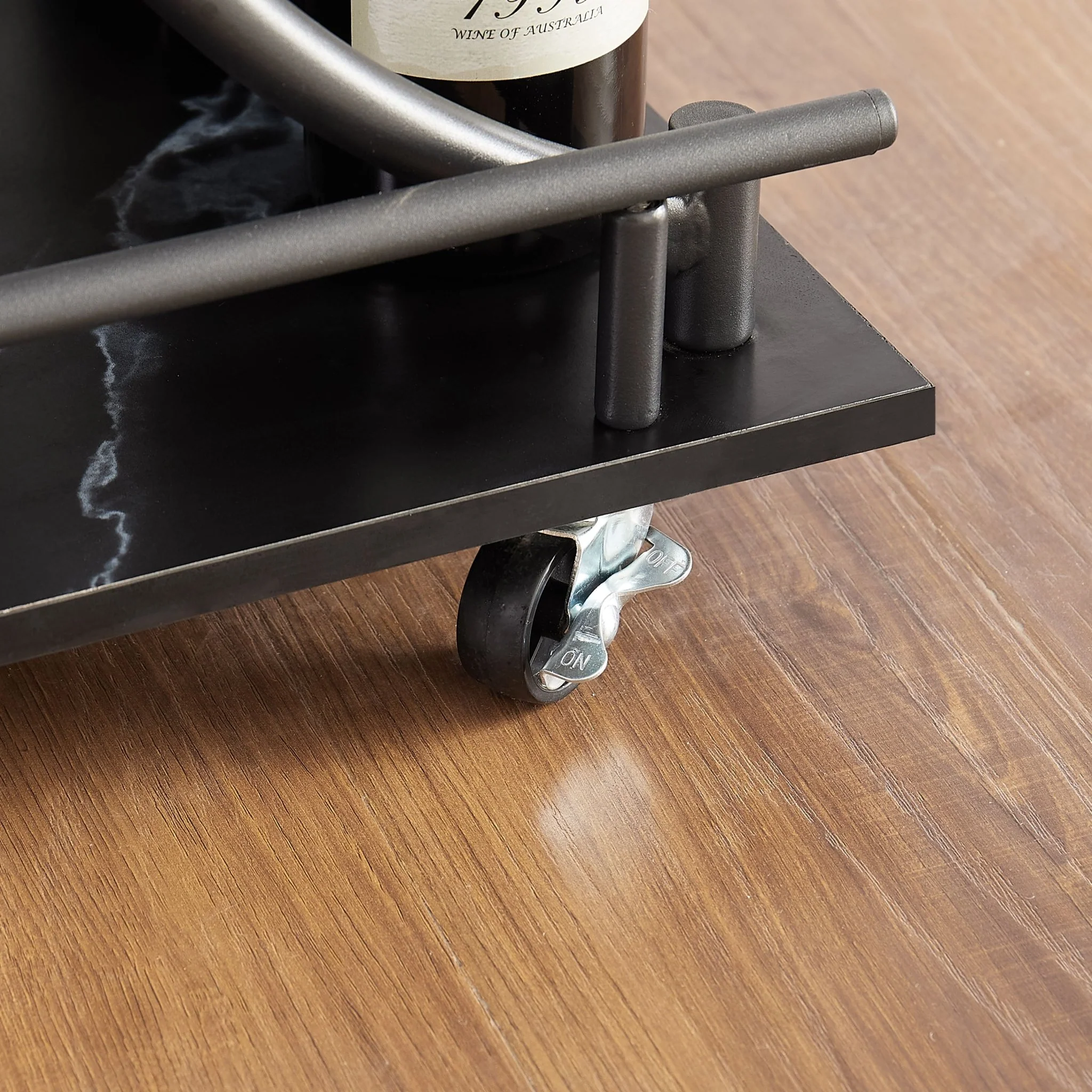 2-Tier Metal Bar Cart with Wine Rack and Glass Holder - Image 4