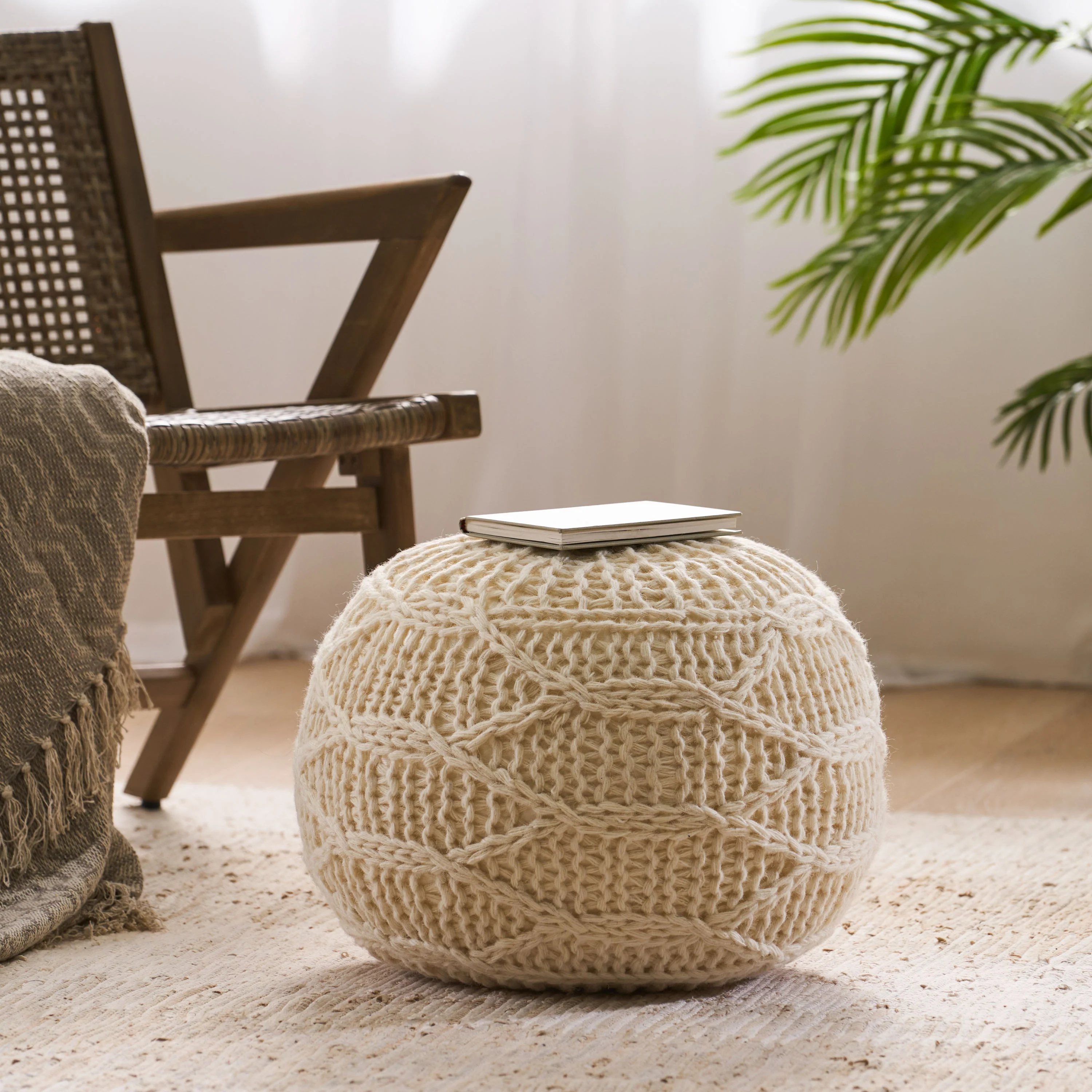 20" x 20" Round Wool Pouf - Image 7
