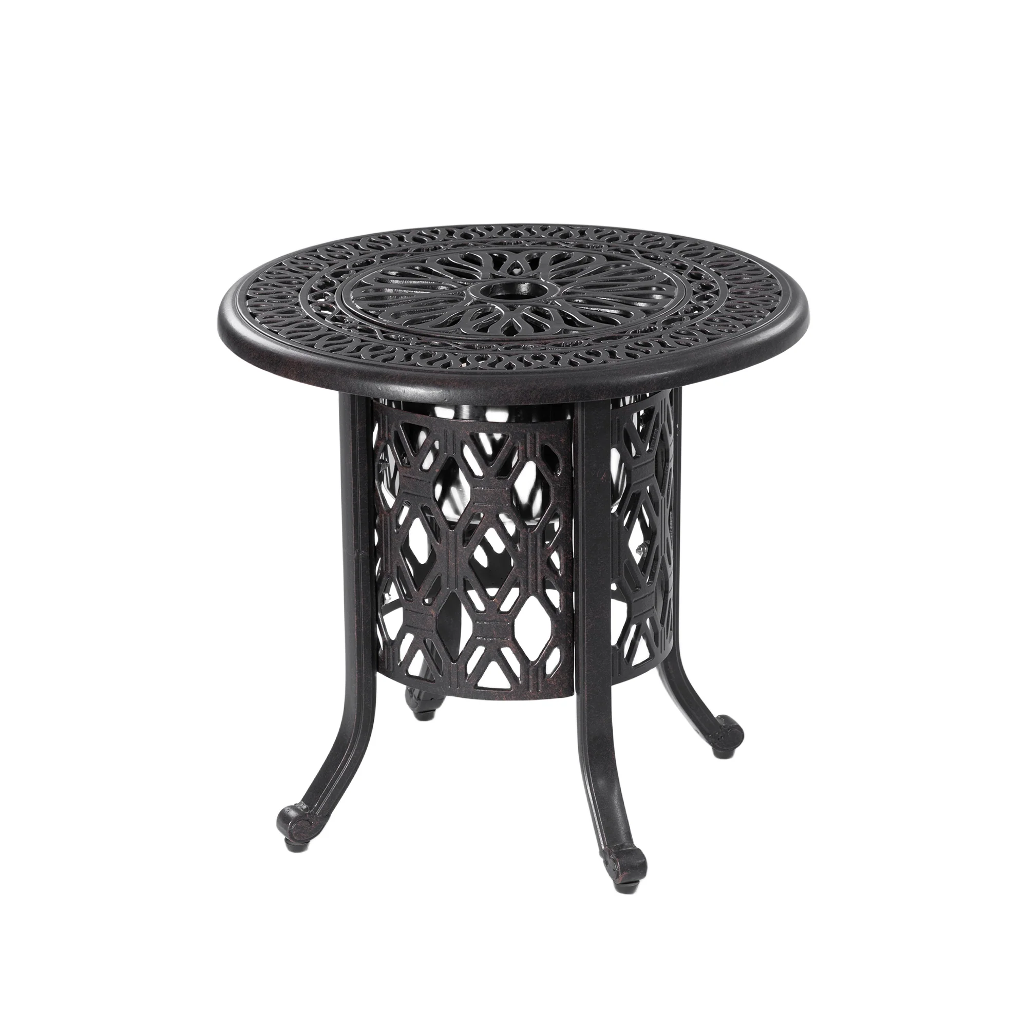 21" Outdoor Side Table with Removable Ice Bucket and Aluminum Frame