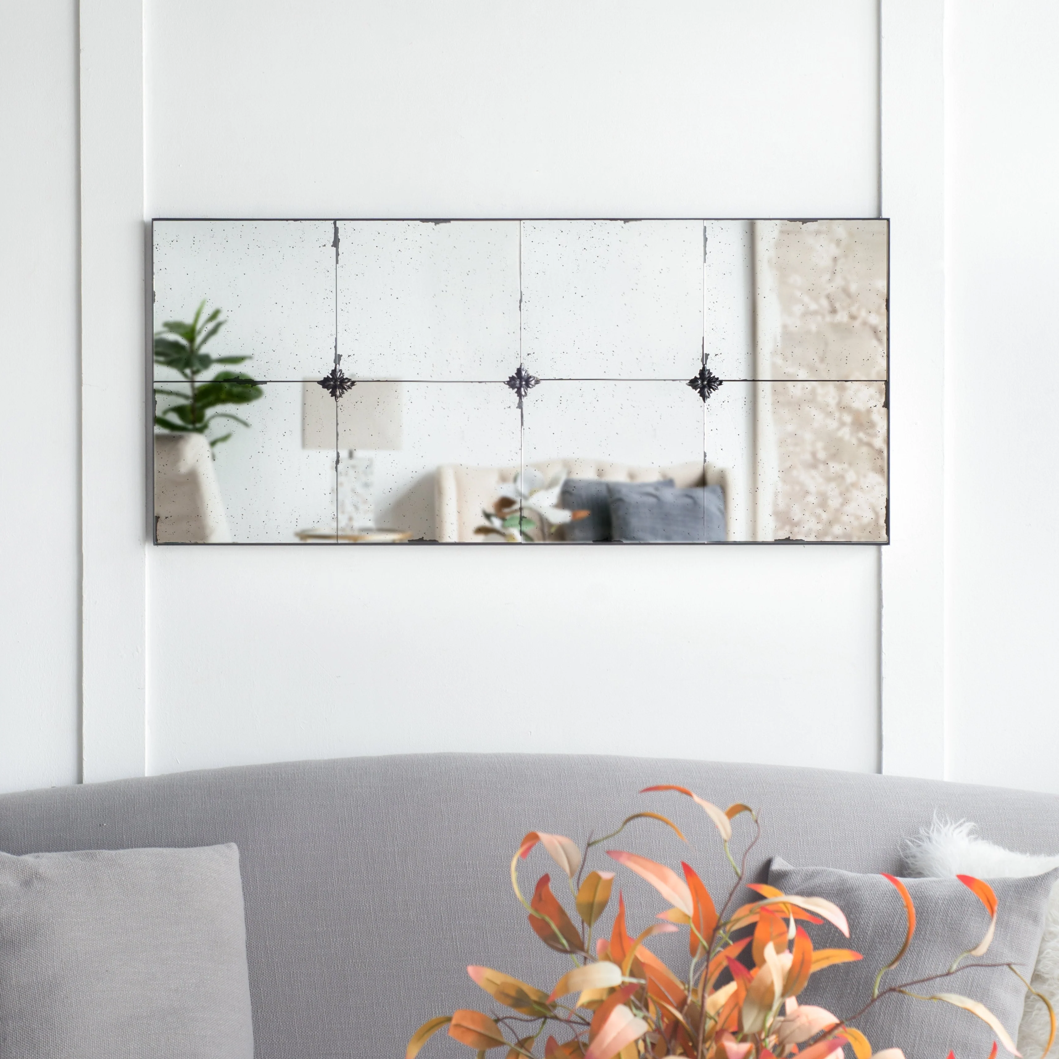 21" x 47" Rectangle Wall Mirror with Metal Accents - Image 2