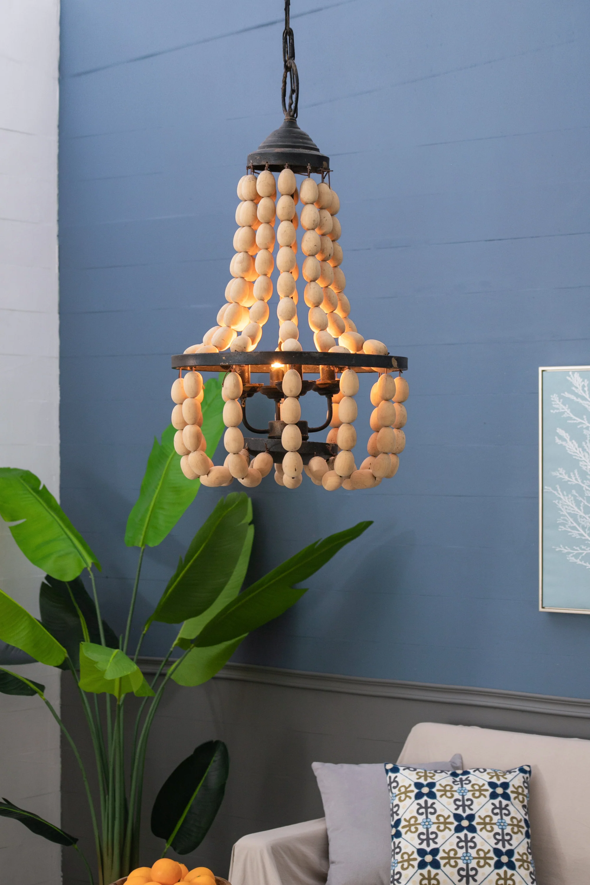 Large Beaded 4-Light Chandelier - Image 16