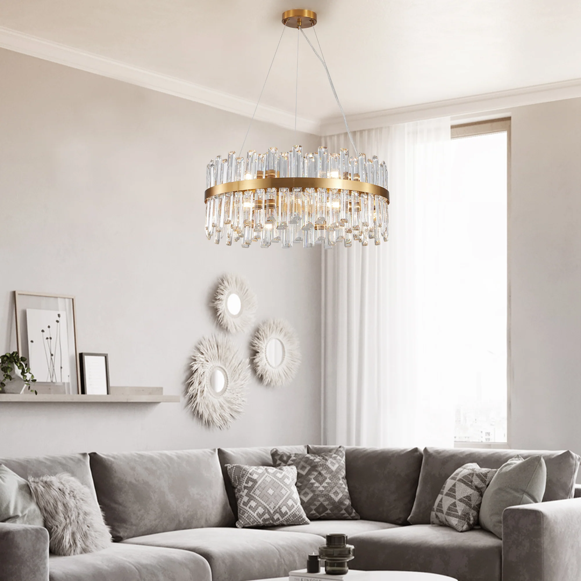 23.6" Crystal Chandeliers with Metal Frame and LED Lighting - Image 7