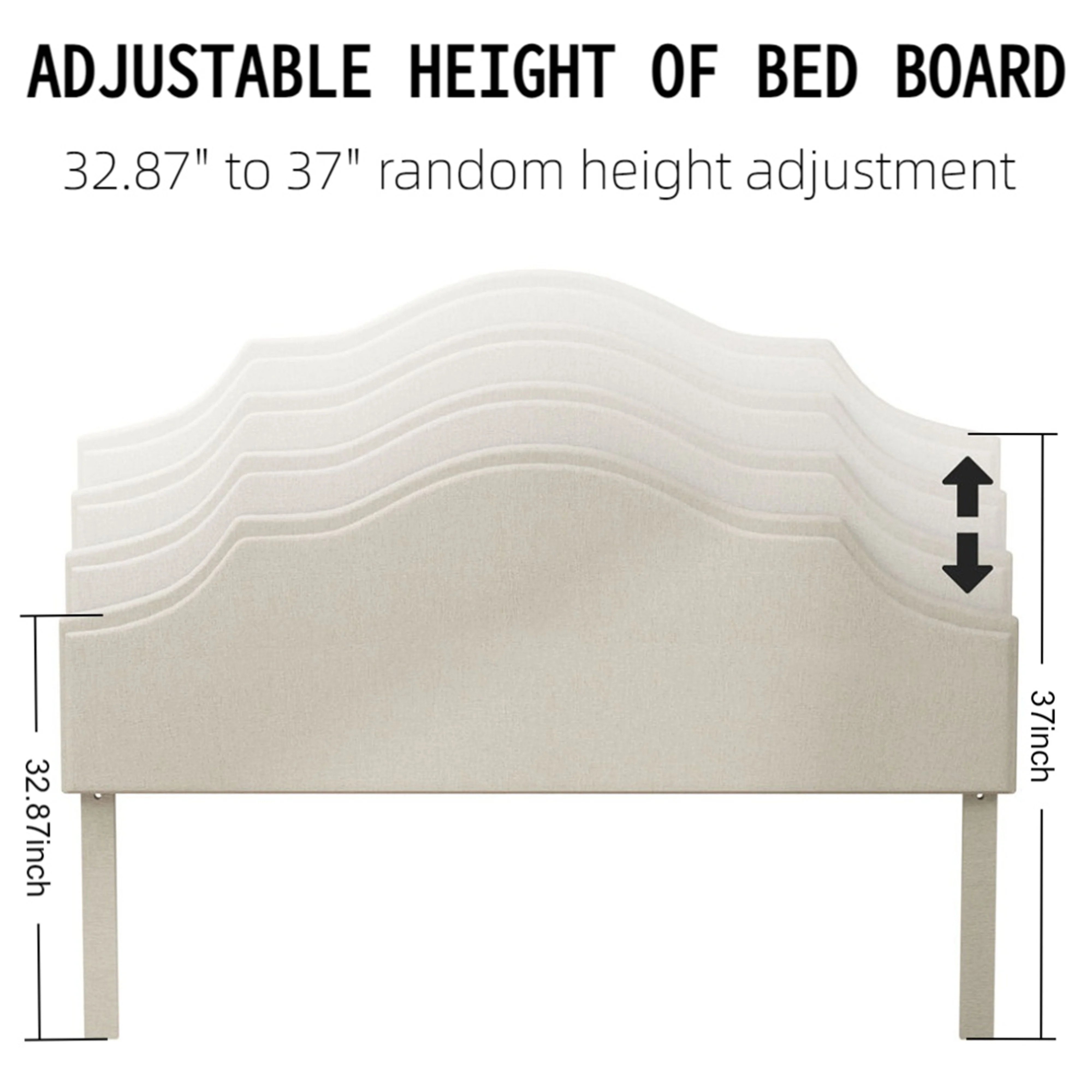 Linen Upholstered Platform Bed with Adjustable Headboard - Image 34