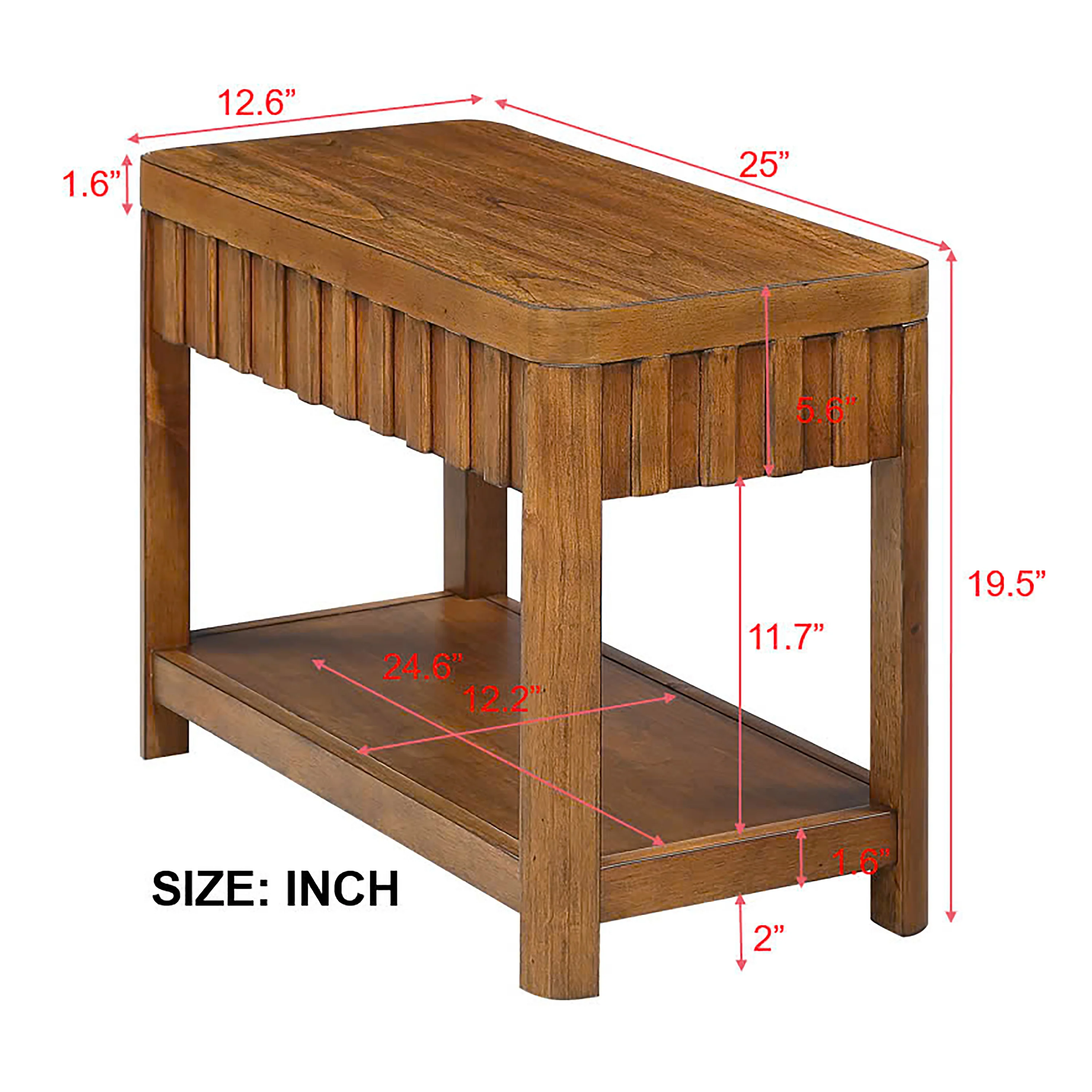 25'' Rectangular Farmhouse End Table with Storage Shelf - Image 4
