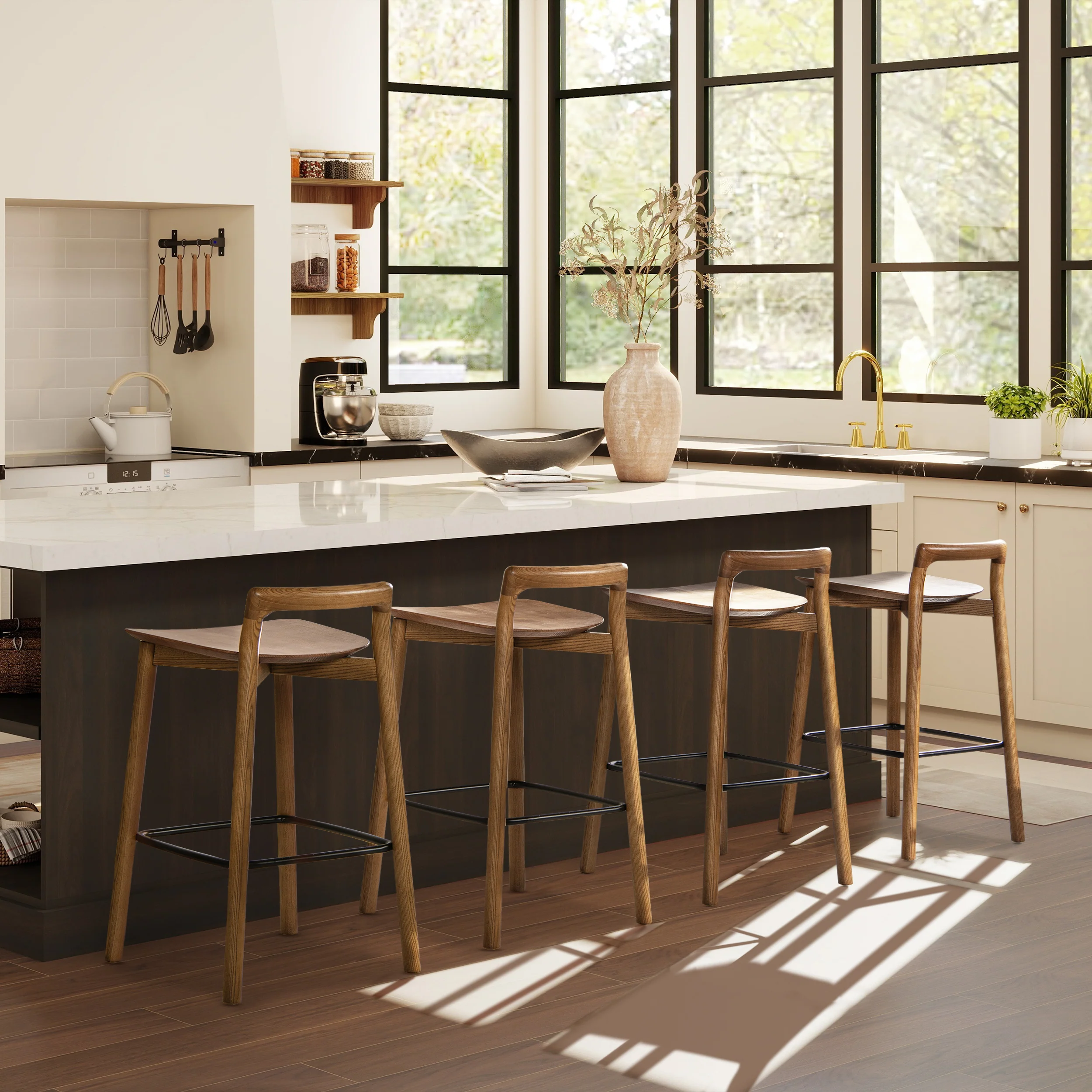26.5" Low Back Counter Stool with Iron Footrest - Image 7
