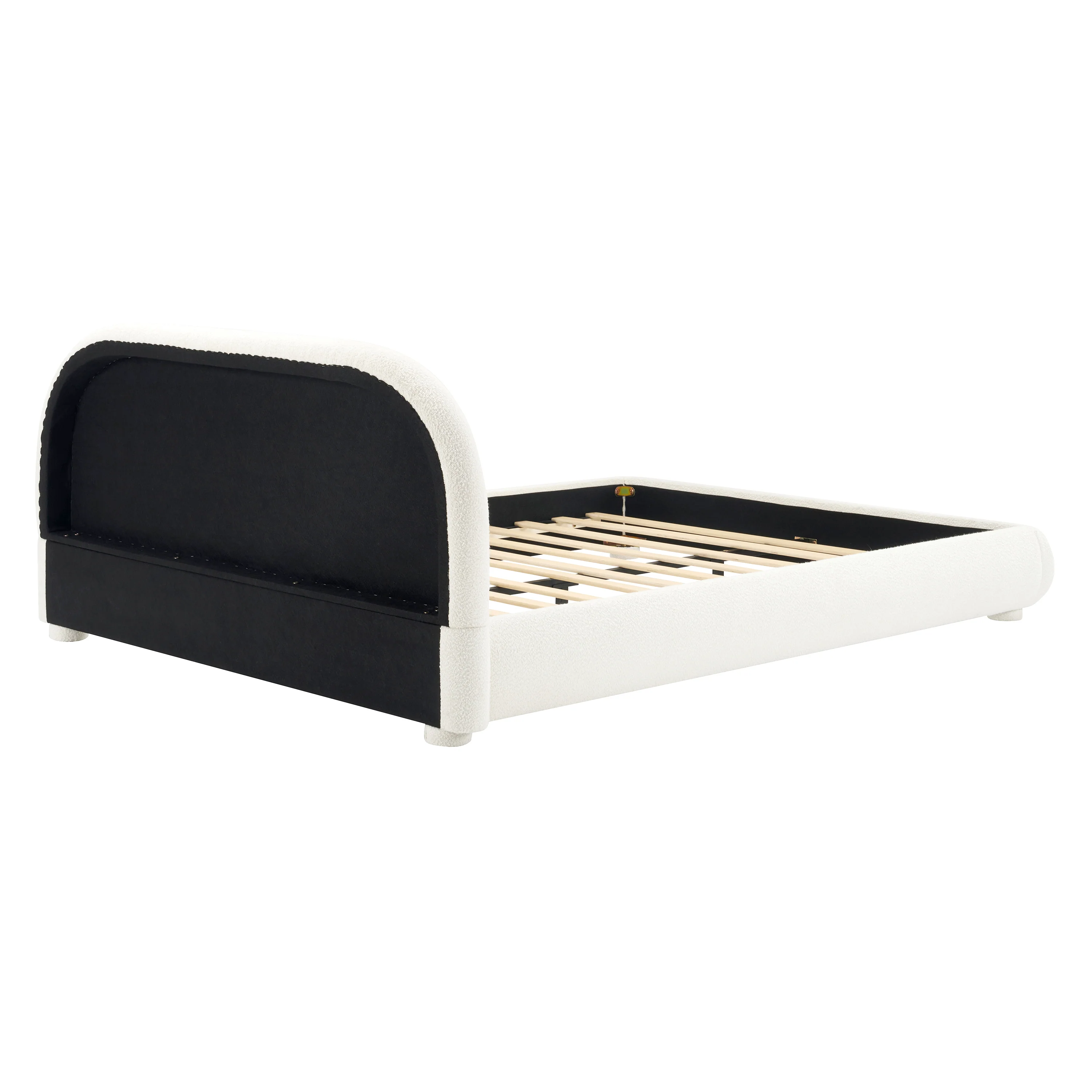 Modern Bed Frame with Upholstered Curved Headboard - Image 20
