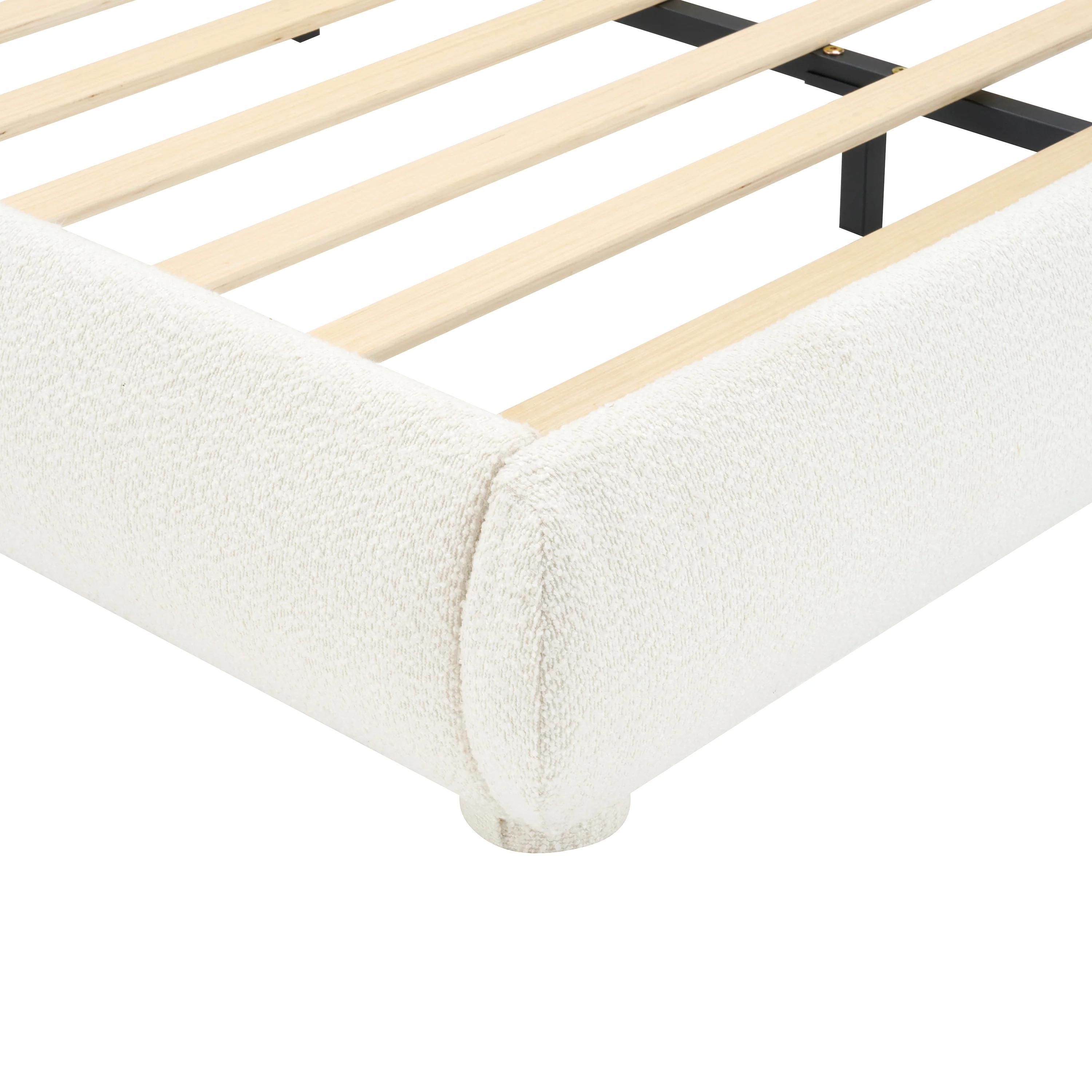 Modern Bed Frame with Upholstered Curved Headboard - Image 24