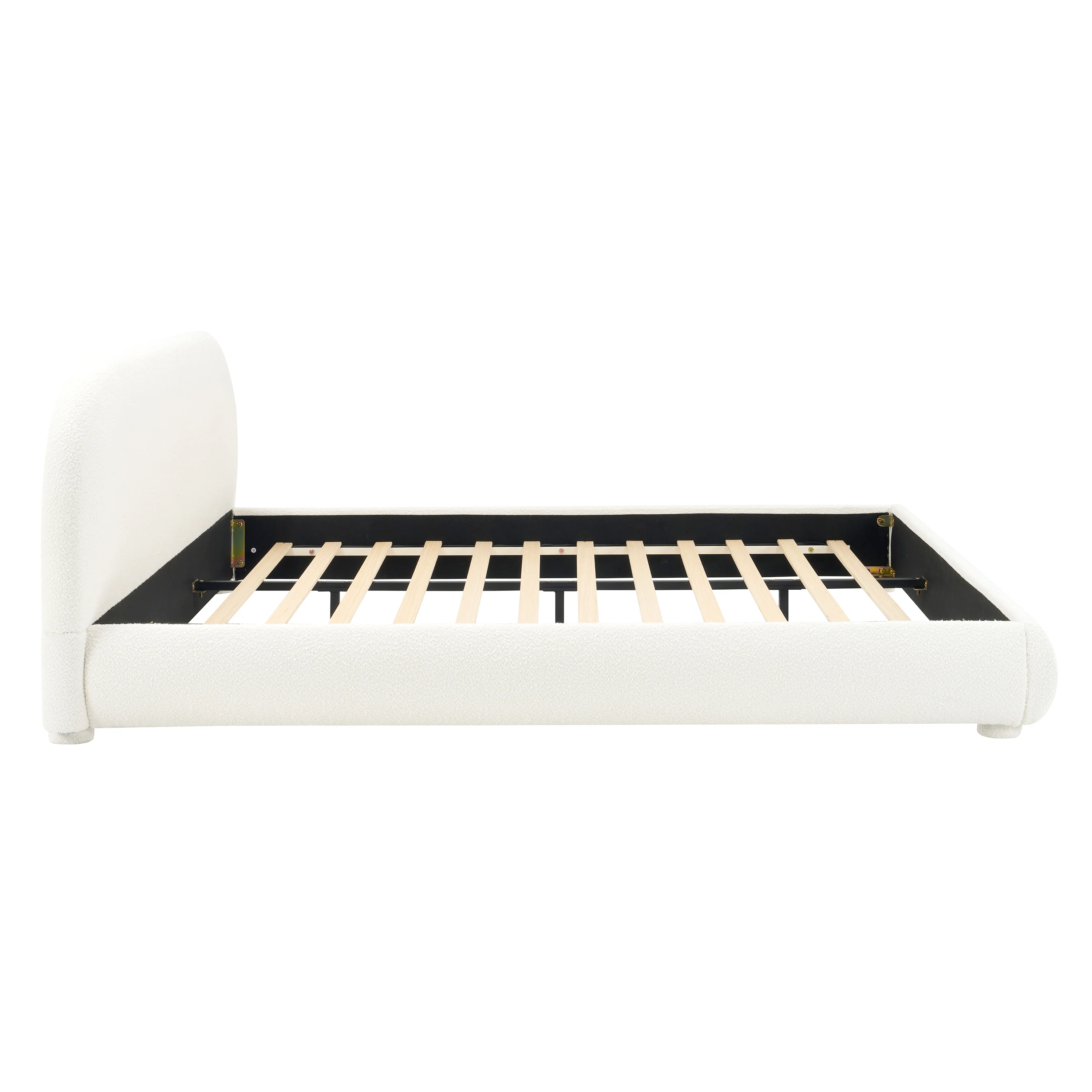Modern Bed Frame with Upholstered Curved Headboard - Image 42