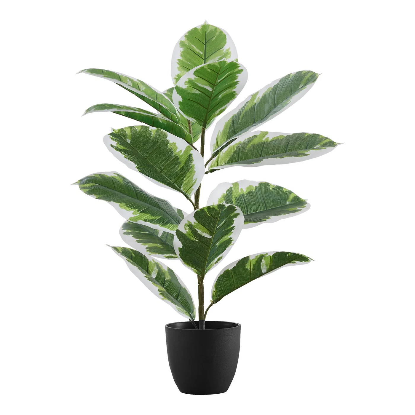 27" Tall Artificial Rubber Plant with Black Pot
