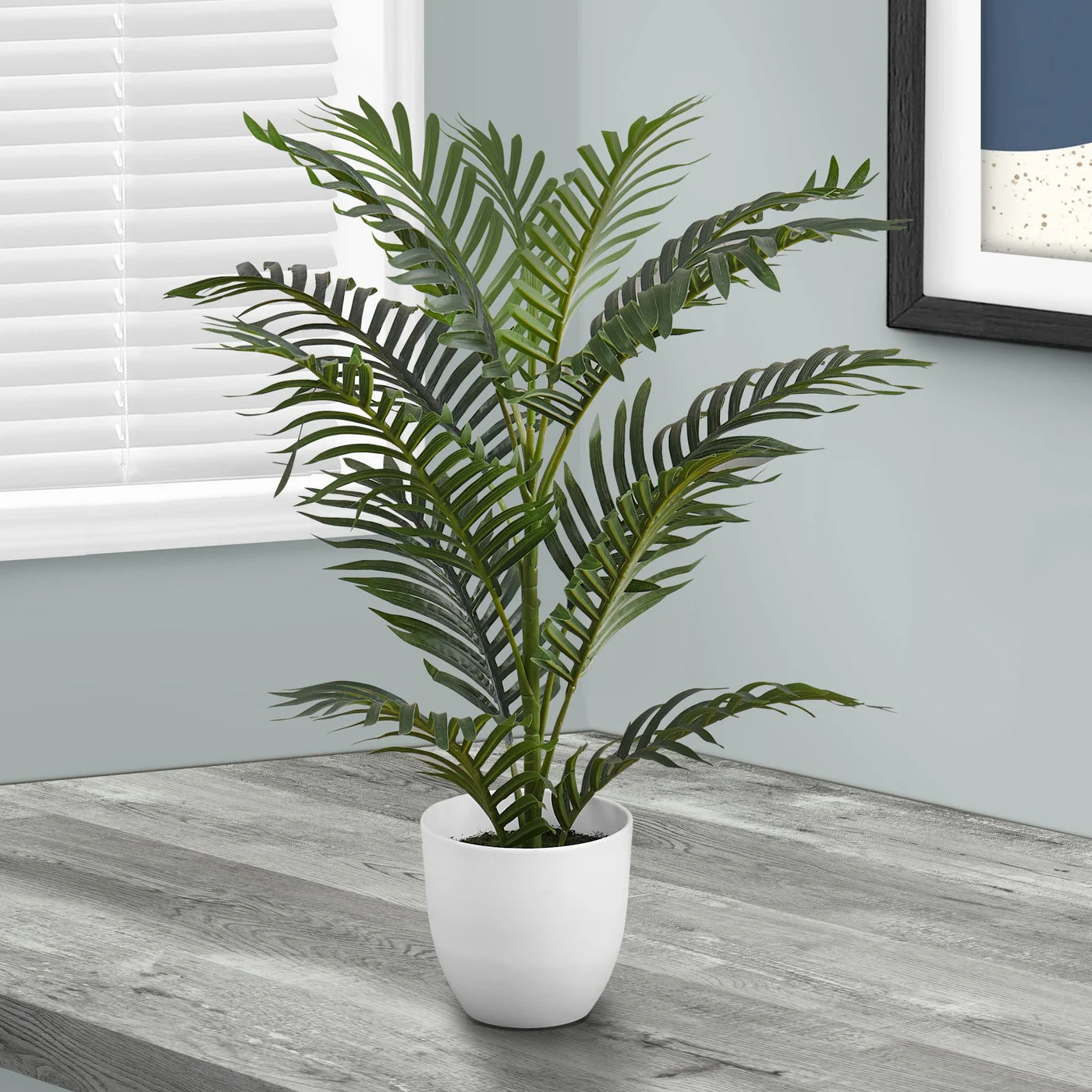 28" Tall Artificial Palm Tree with White Pot - Image 2