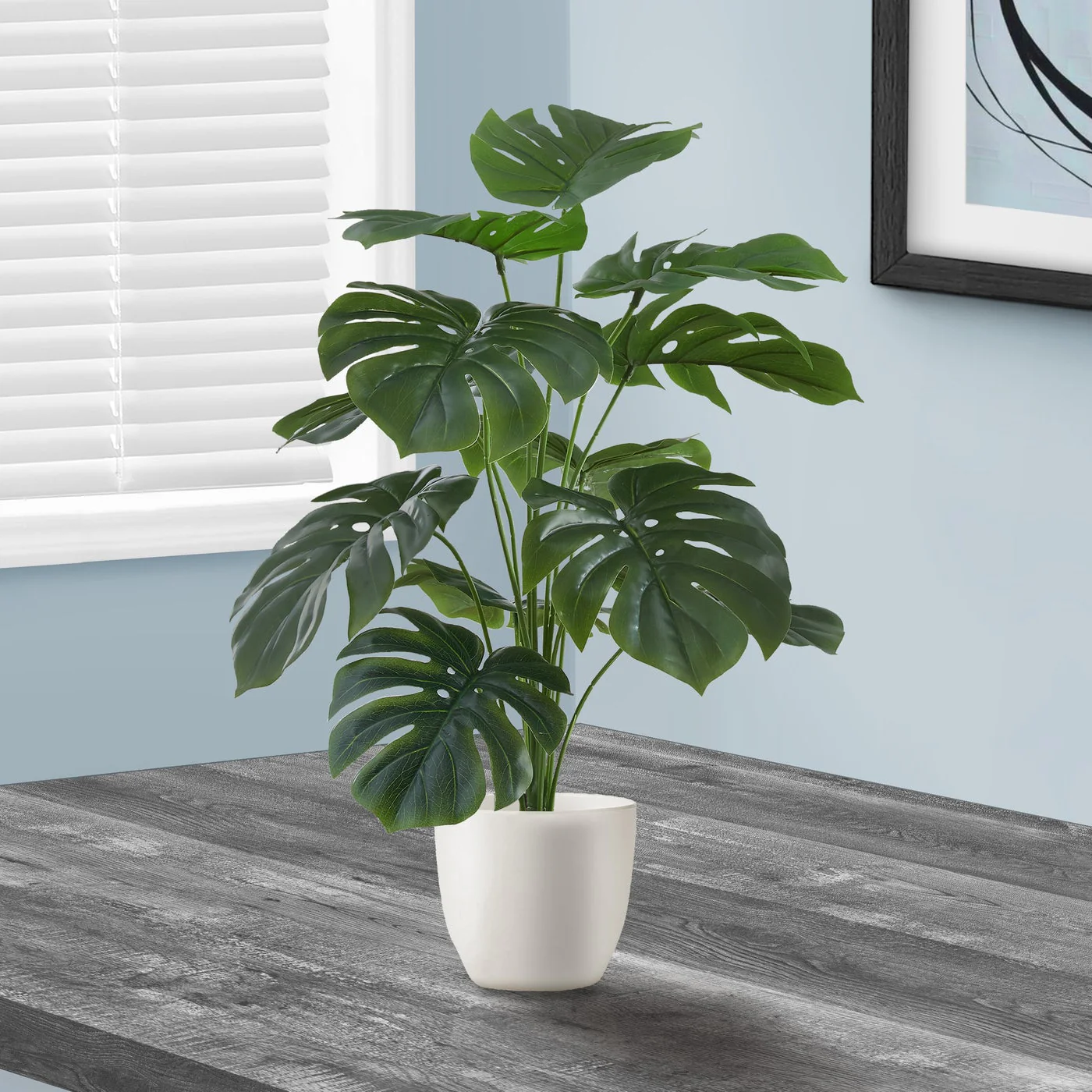 24" Faux Monstera Potted Plant - Image 3