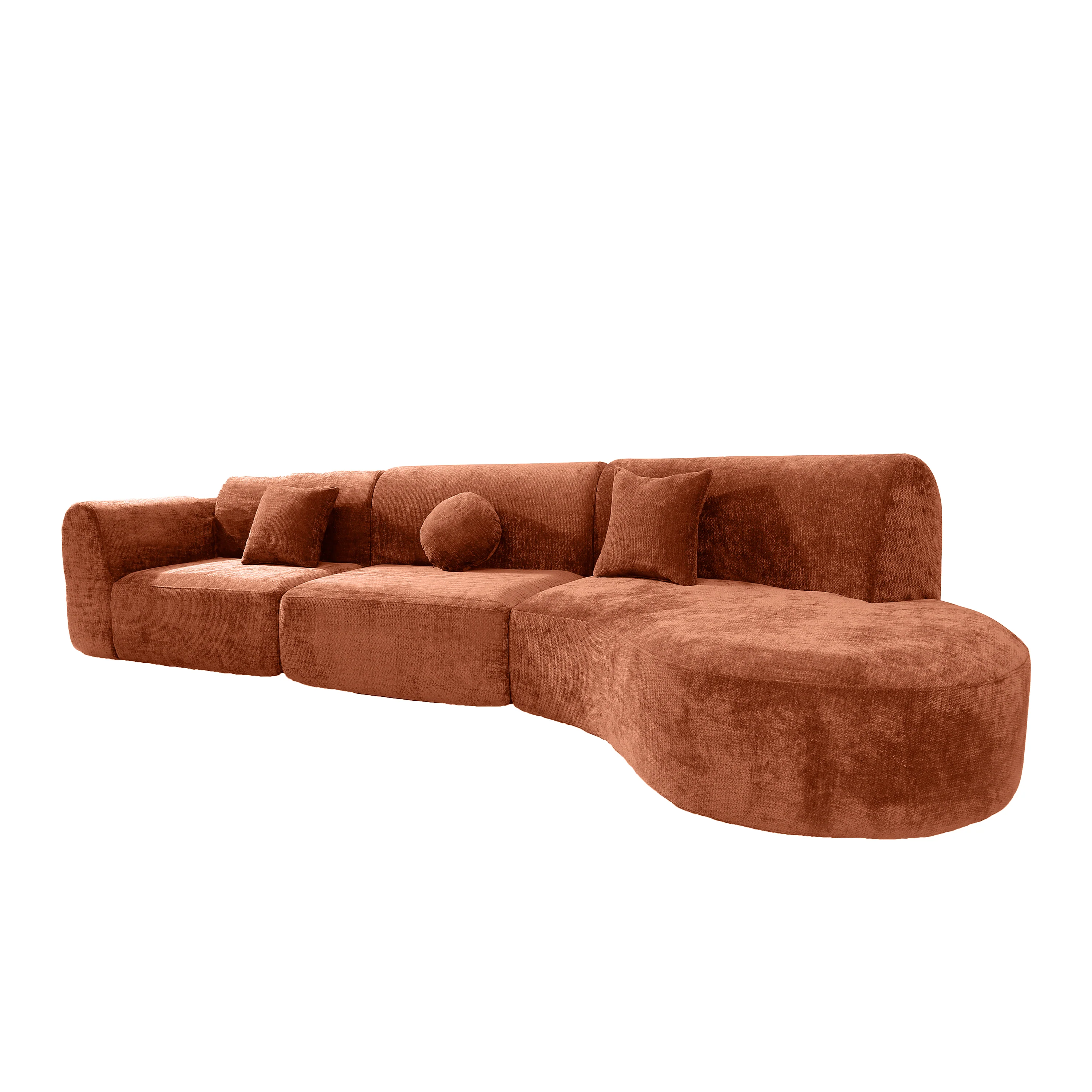 3-Piece 140" Modern Curved Sectional Sofa with High-Density Fully Compressed Sponge and Chaise Lounge, Right Hand Facing - Image 41