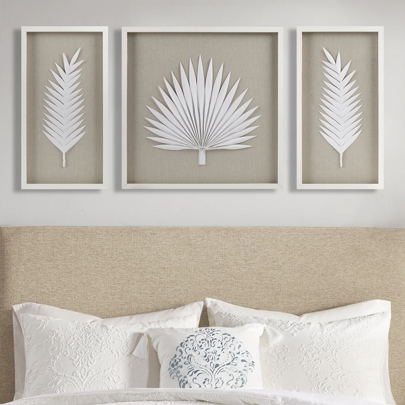 3-Piece Framed Rice Paper Palm Leaves Shadowbox Wall Decor Set - Image 6