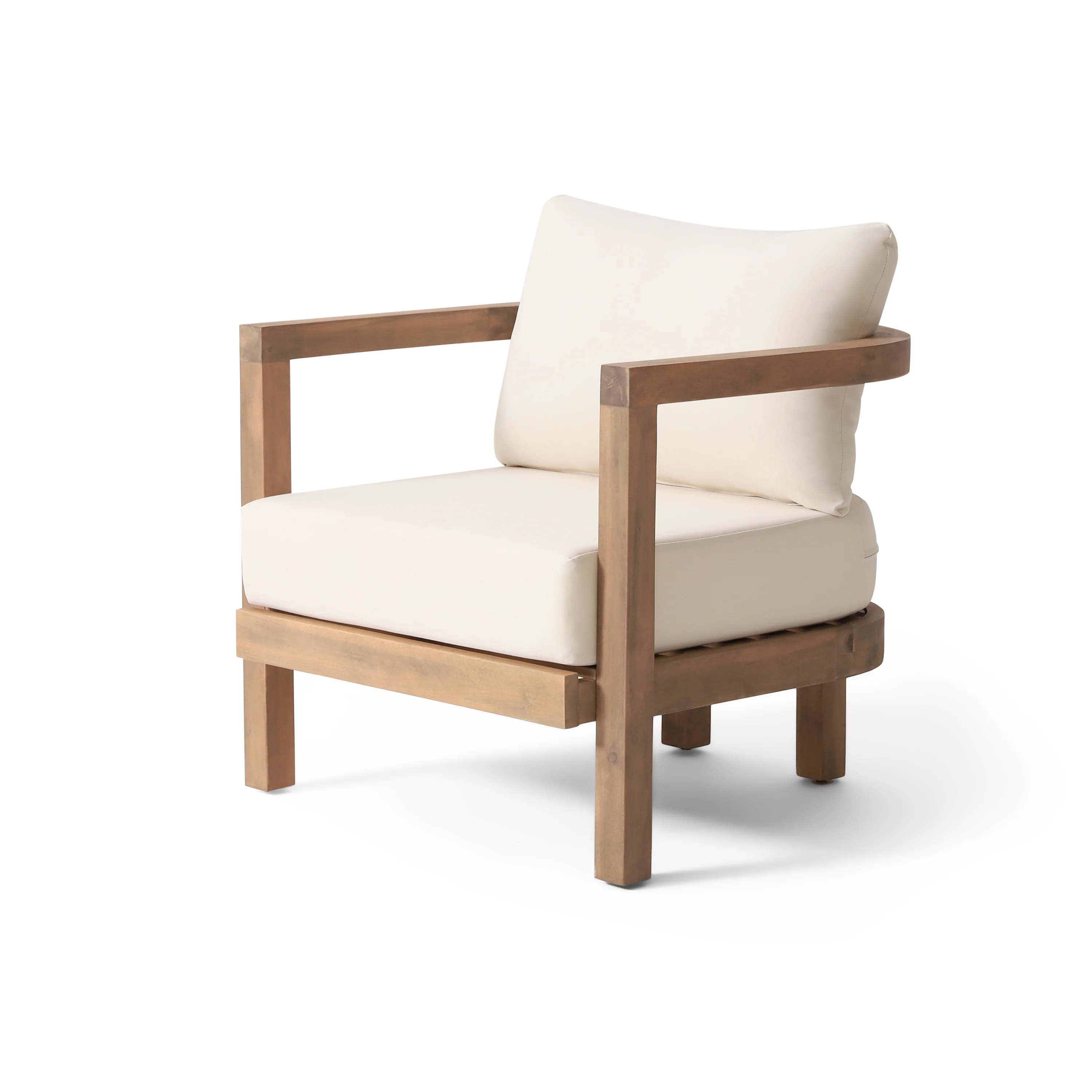 3-Piece Outdoor Set with 2 Open Back Club Chairs and Wooden Table - Image 4
