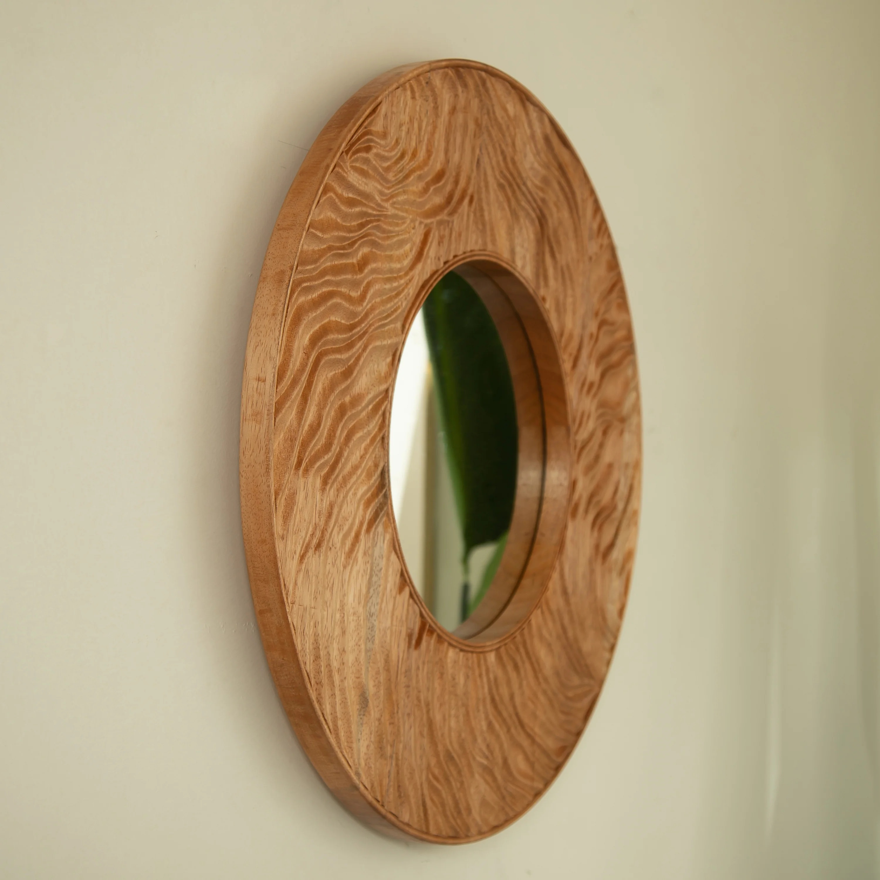 24'' Round Rosewood Decorative Mirror - Image 3