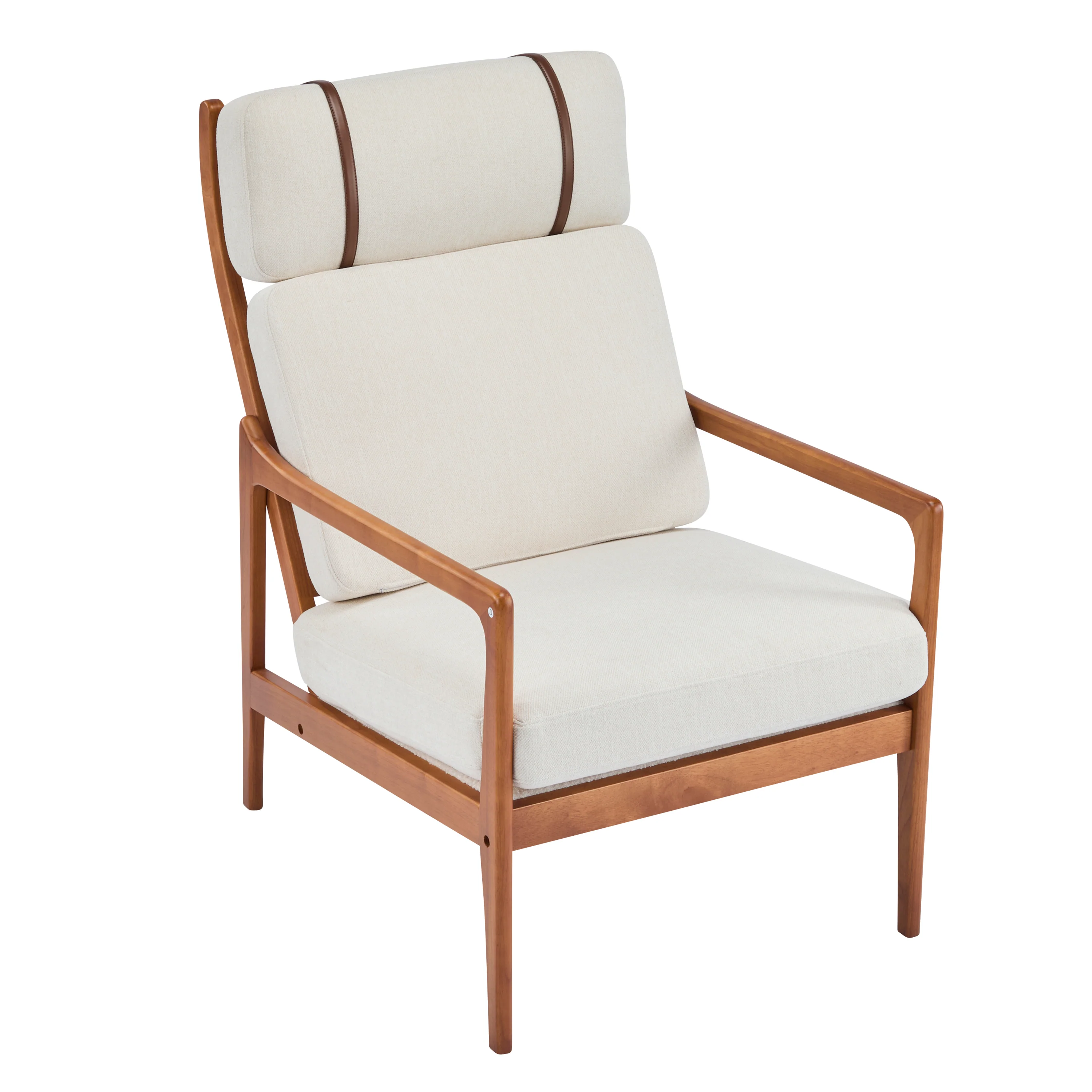 Birchmere Mid Century Modern Accent Armchair, Solid Wood Frame with High Back & Upholstered Cushions - Image 37