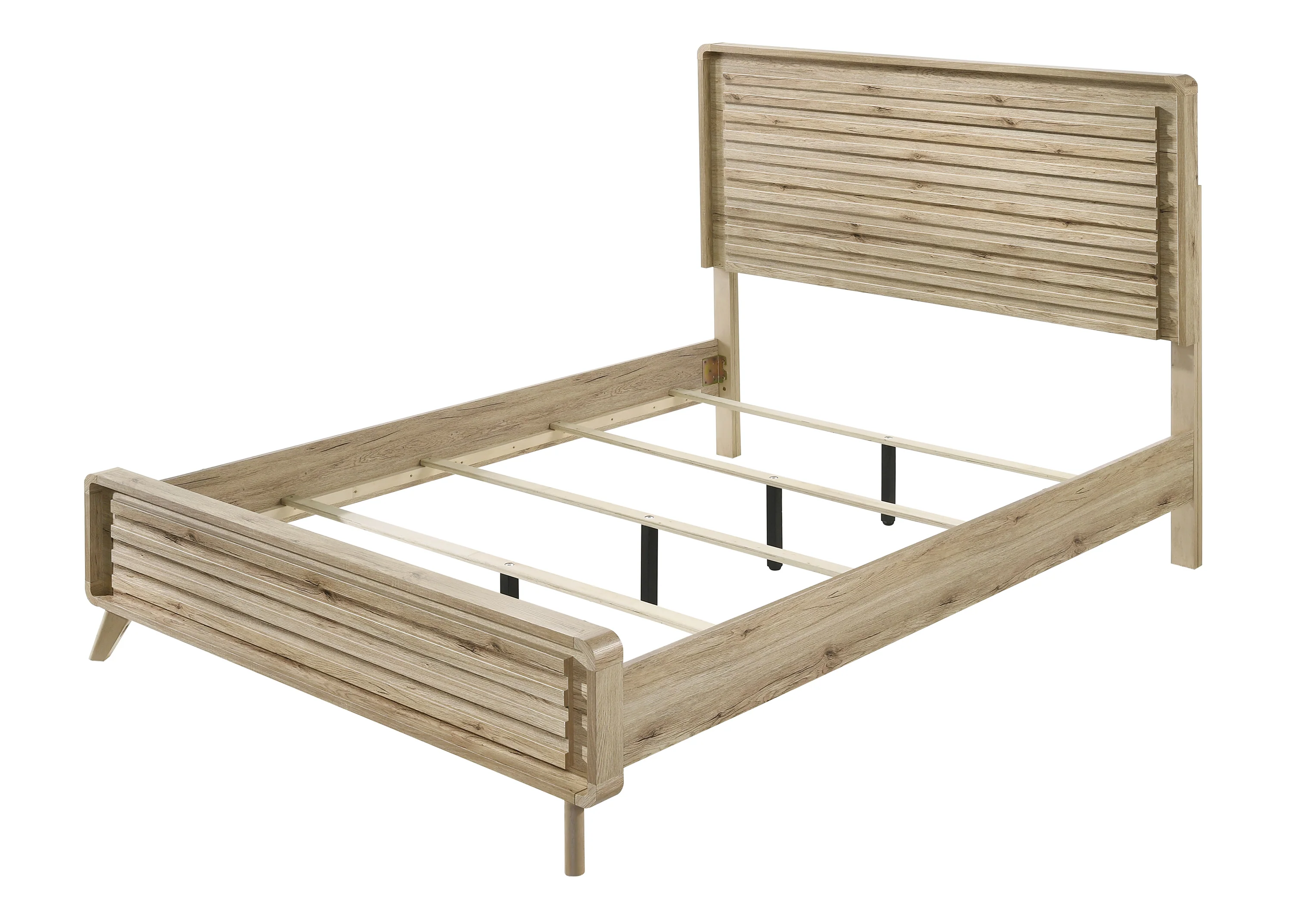 Mid-Century Modern Panel Bed with Slatted Headboard and Footboard - Image 10