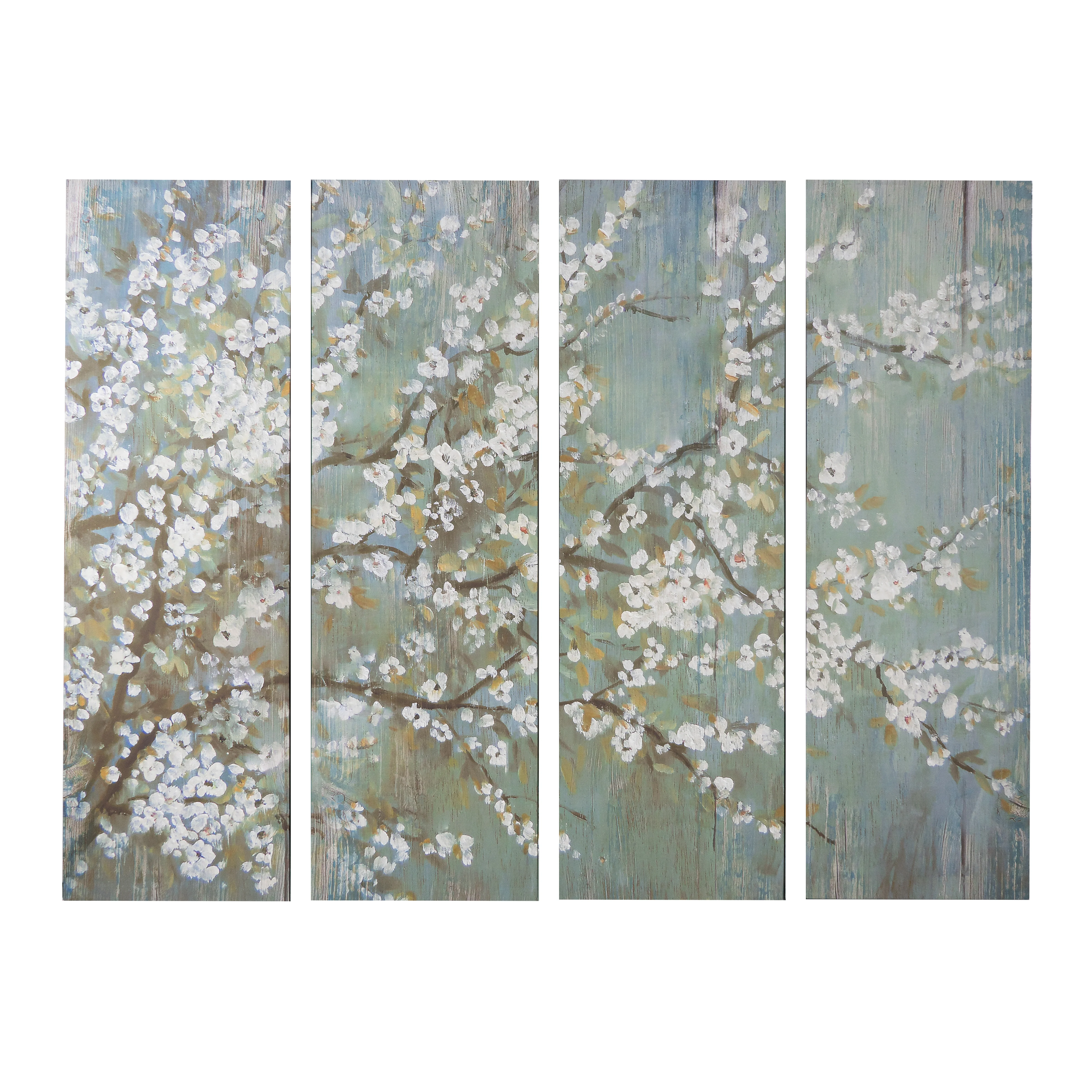 4-Piece Canvas Wall Art with Cherry Blossom Print Pattern