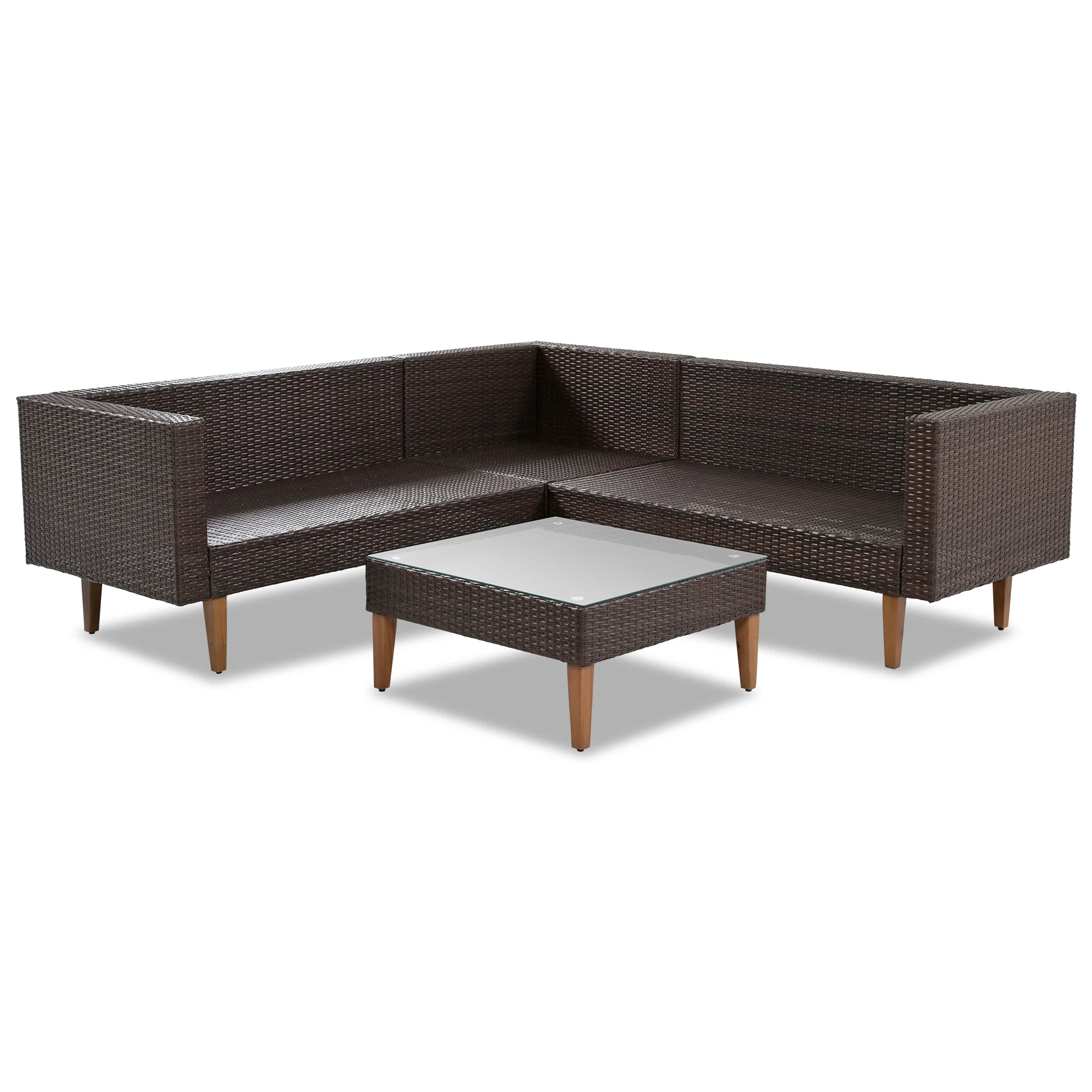 4-Piece Outdoor L-Shaped Sectional Set with Decorative Pillows and Removable Cushions - Image 4
