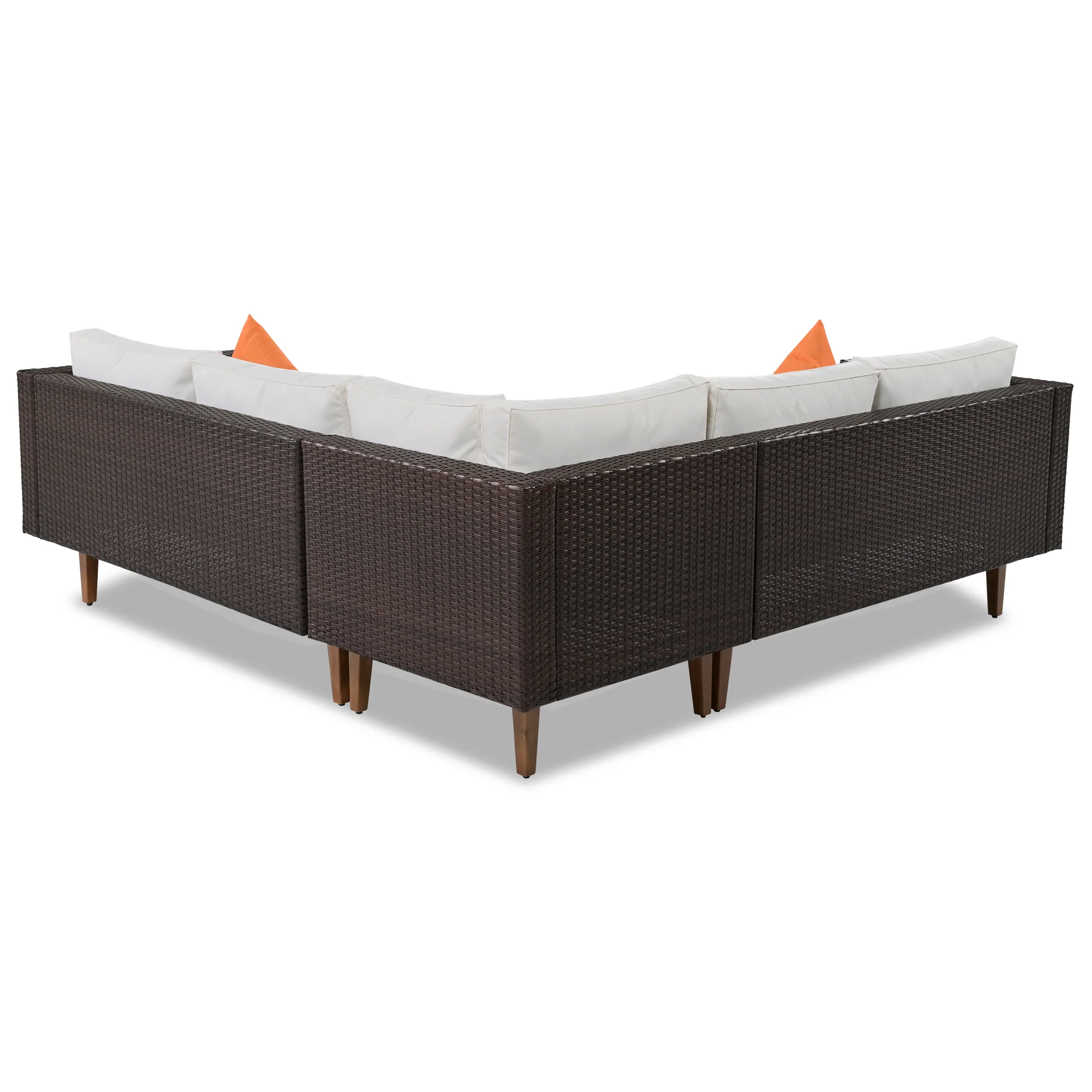 4-Piece Outdoor L-Shaped Sectional Set with Decorative Pillows and Removable Cushions - Image 5