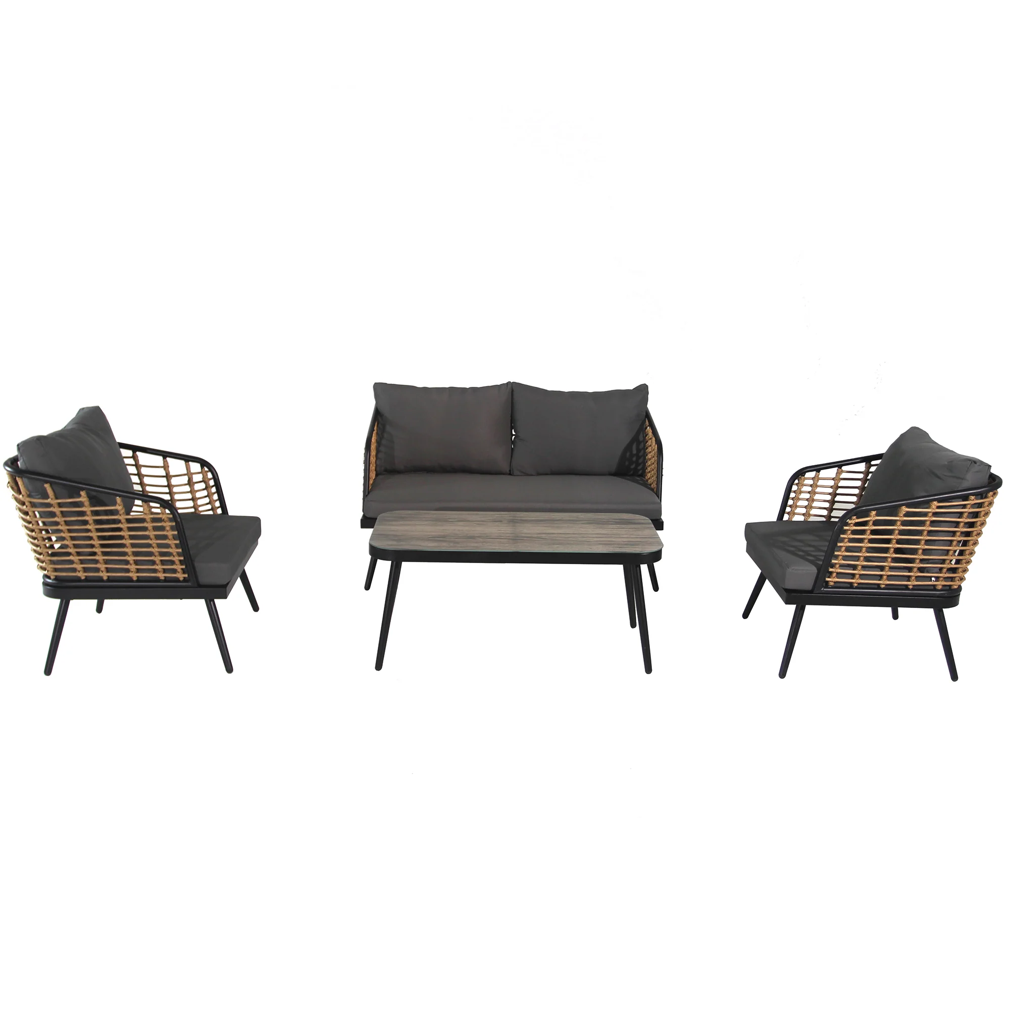 4-Piece Patio Set with Coffee Table, Loveseat and 2 Single Sofas - Image 3