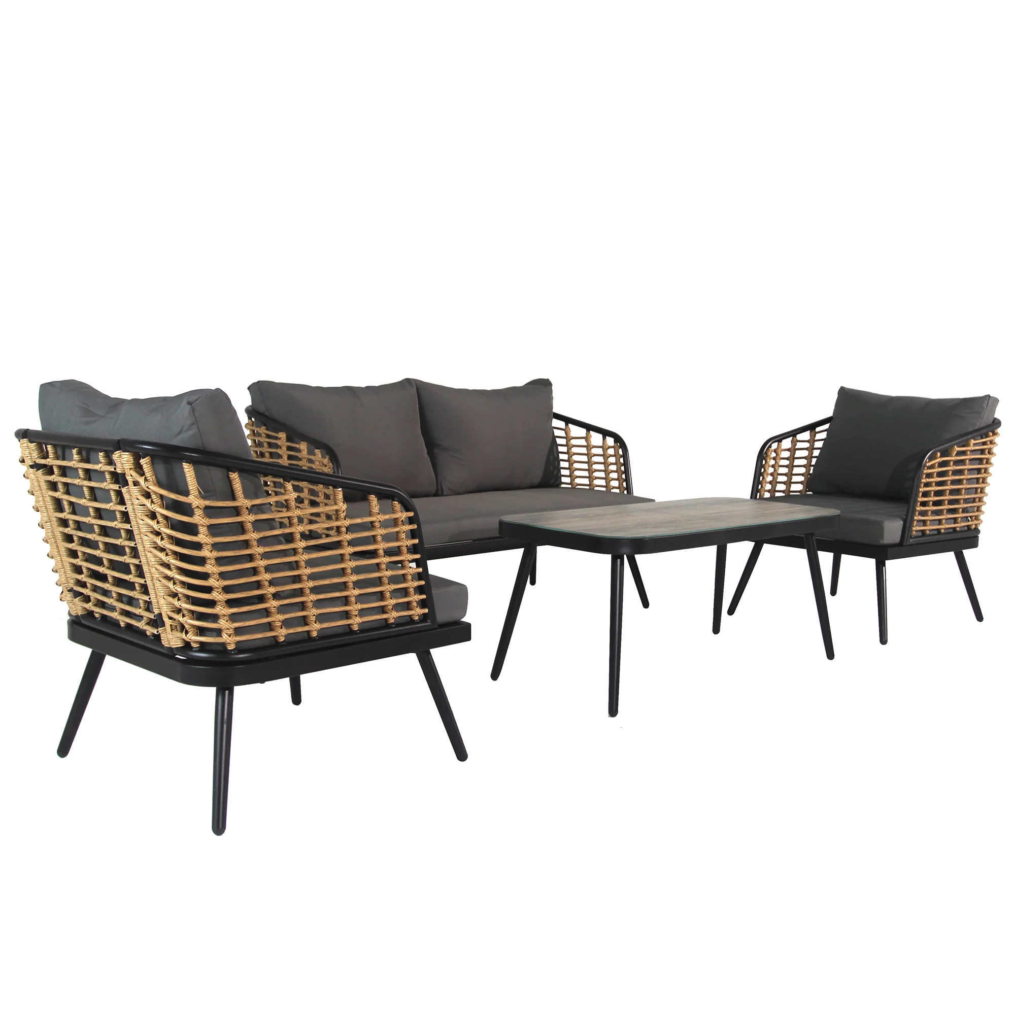 4-Piece Patio Set with Coffee Table, Loveseat and 2 Single Sofas - Image 4